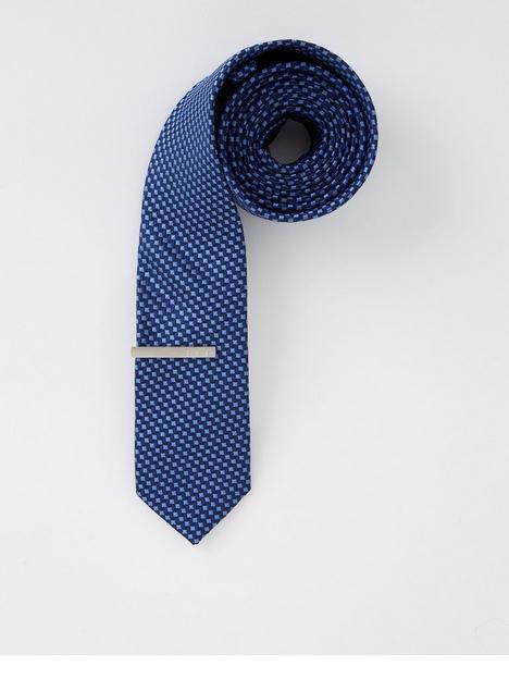 very-man-textured-tie-with-tie-clip-navy