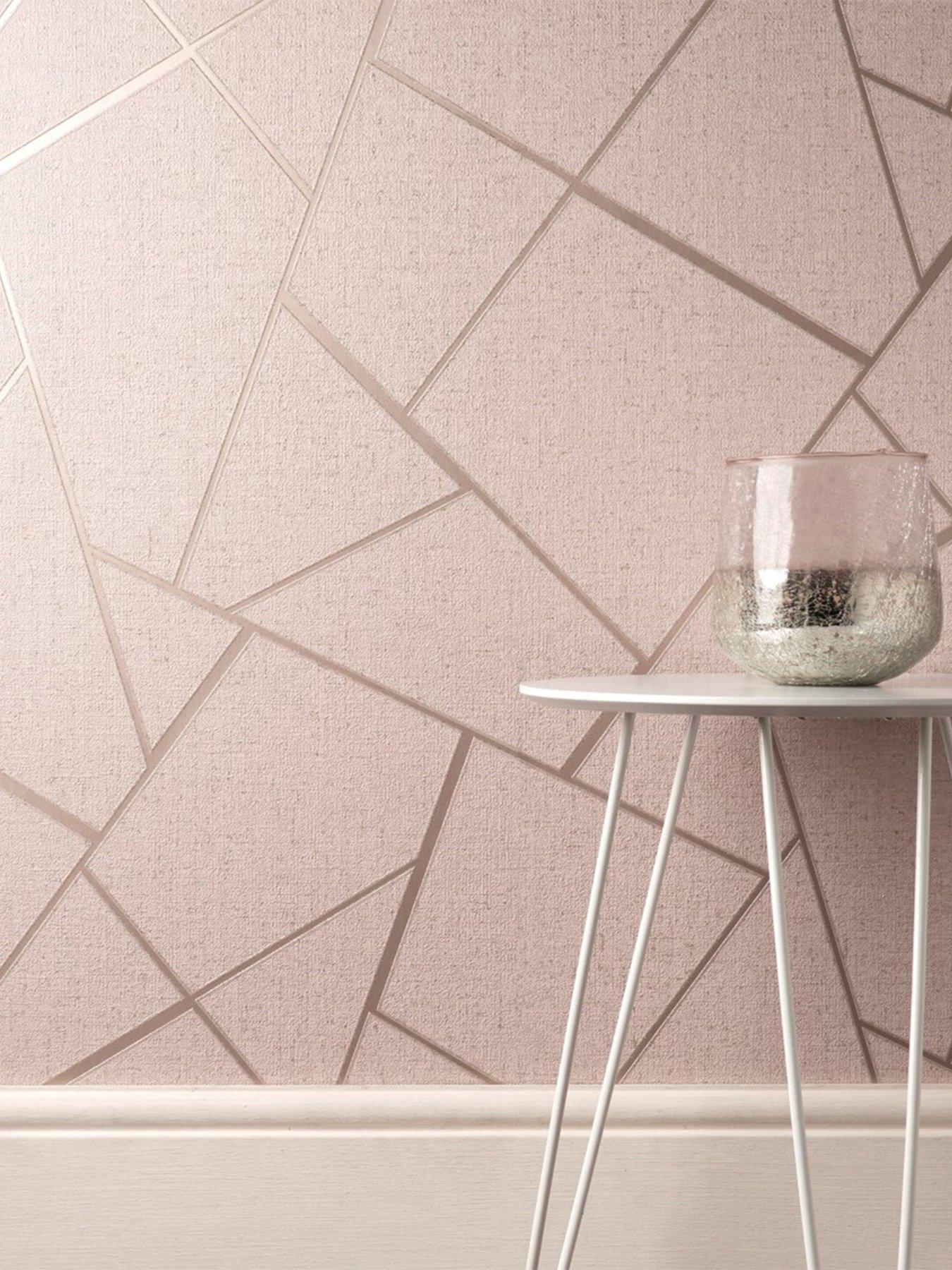 Fine Decor Quartz Fractal Wallpaper in Blush