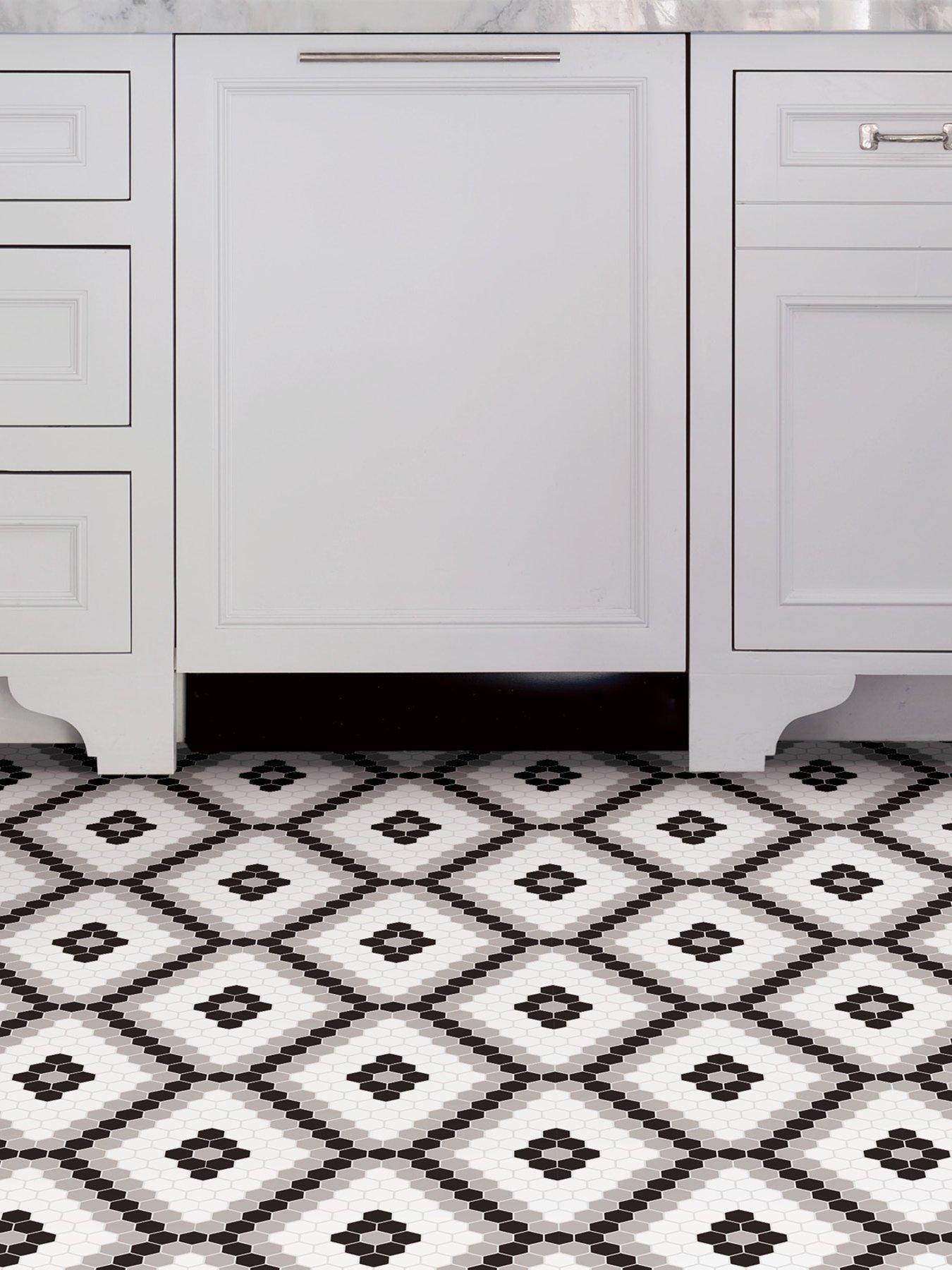 Image of Floor Pops Pack of 10 Leyton Peel  &  Stick Floor Tiles