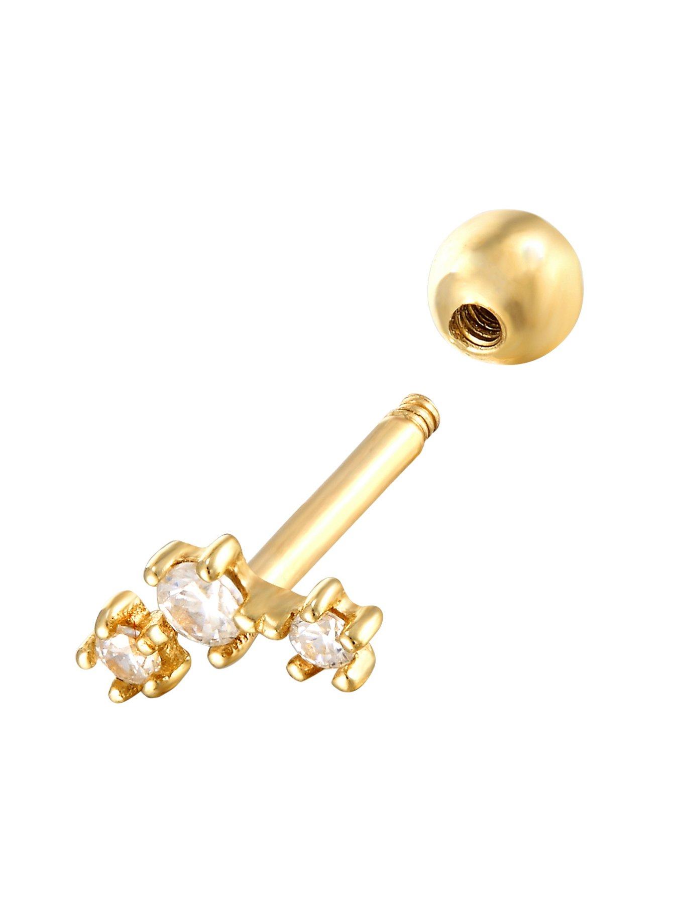 Image 3 of 4 of Seol + Gold 18ct Gold Plated Sterling Silver Cubic Zirconia Constellation Screw Stud