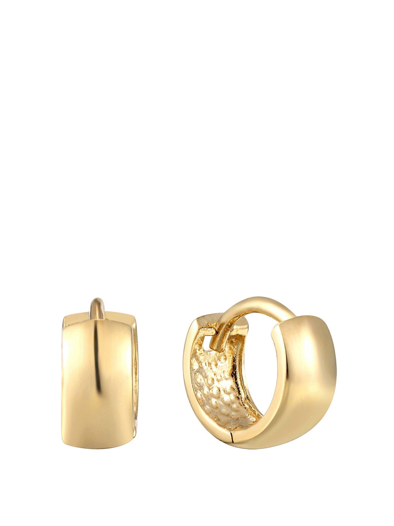Seol + Gold 18ct Gold Plated Sterling Silver Tiny Wide Huggie Hoop Earrings