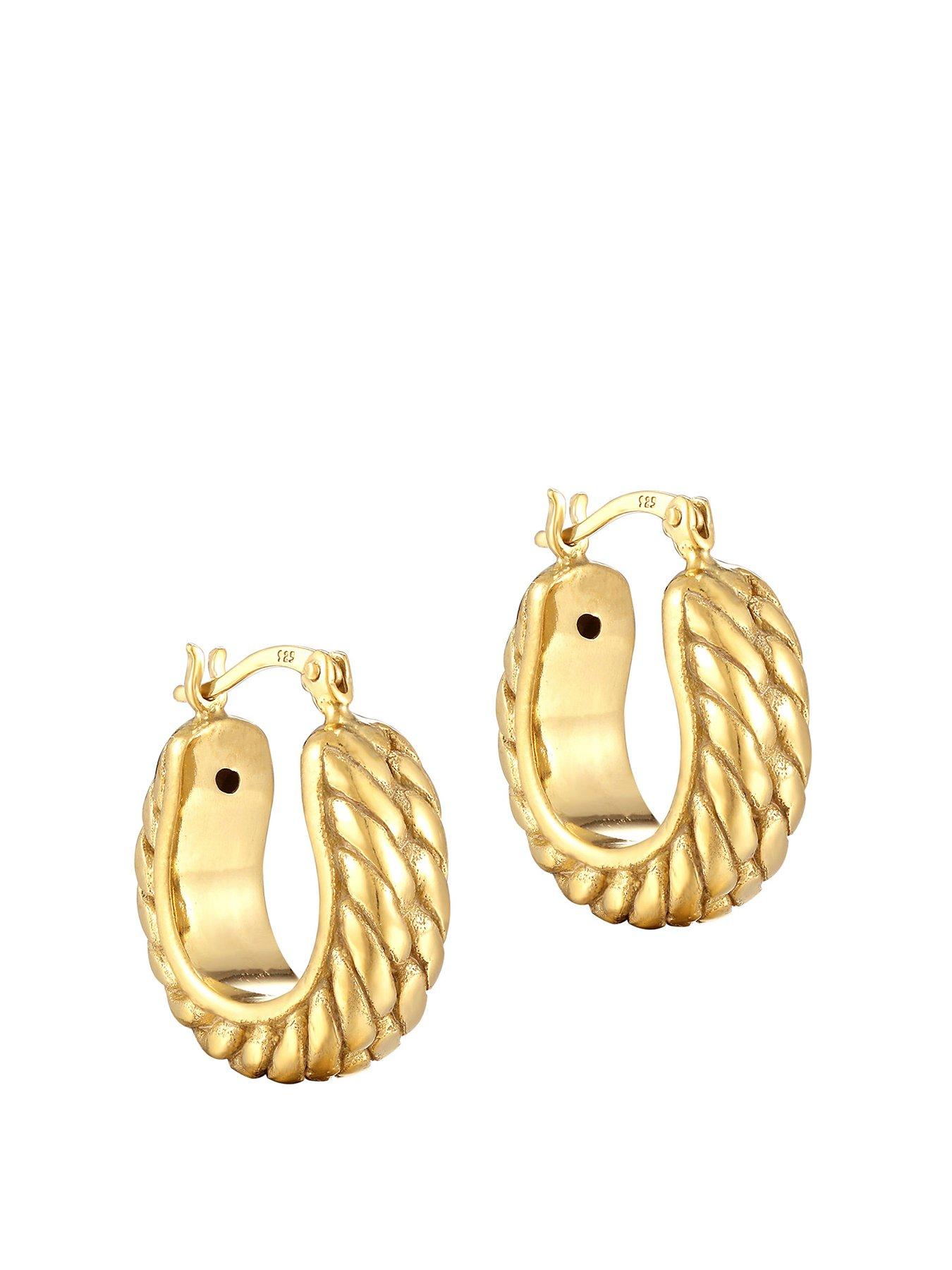 Seol + Gold 18ct Gold Plated Sterling Silver Rope Creole Hoop Earrings