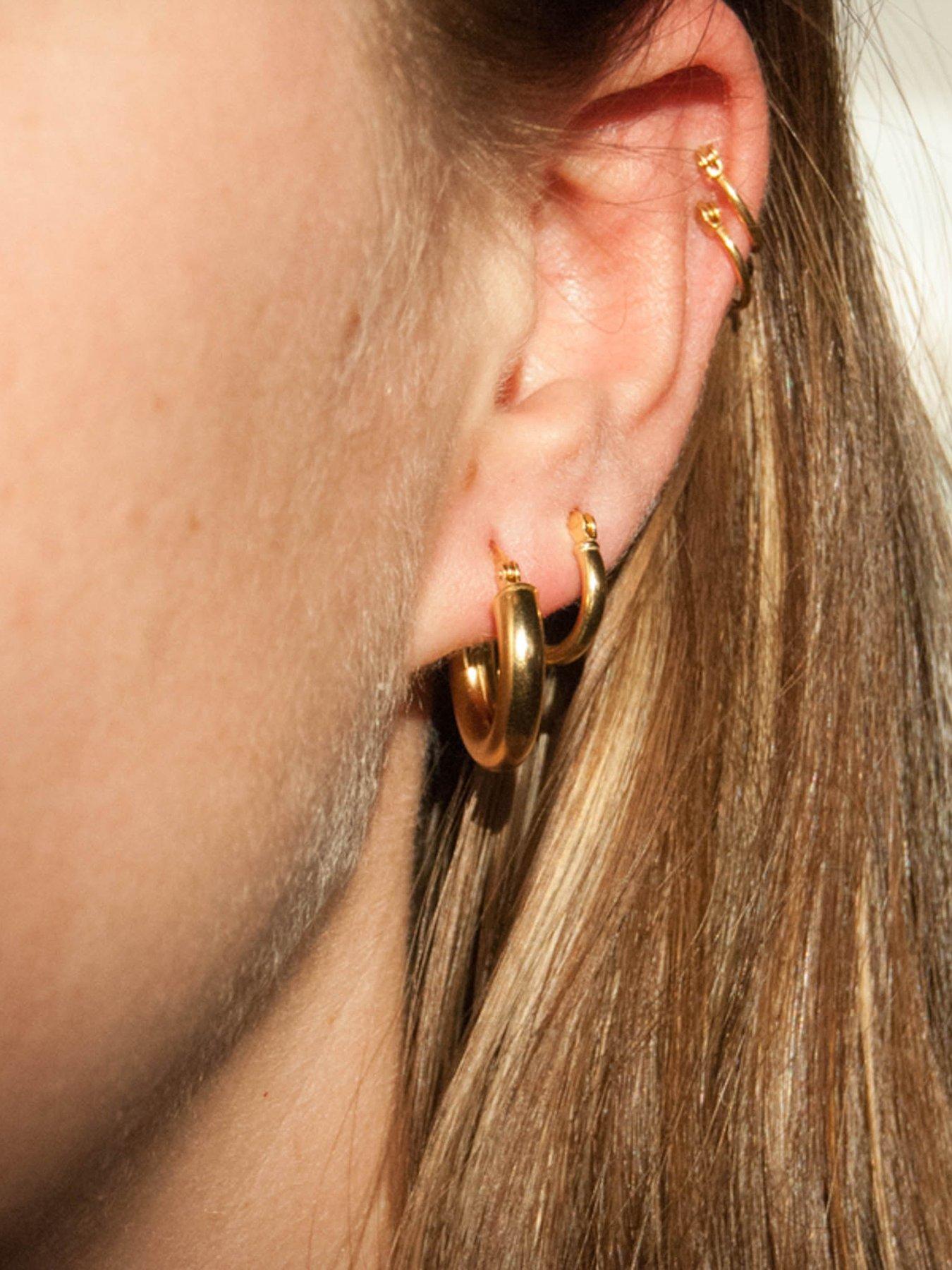 Image 2 of 5 of Seol + Gold 18ct Gold Plated Sterling Silver Thick 18mm Creole Hoop Earrings