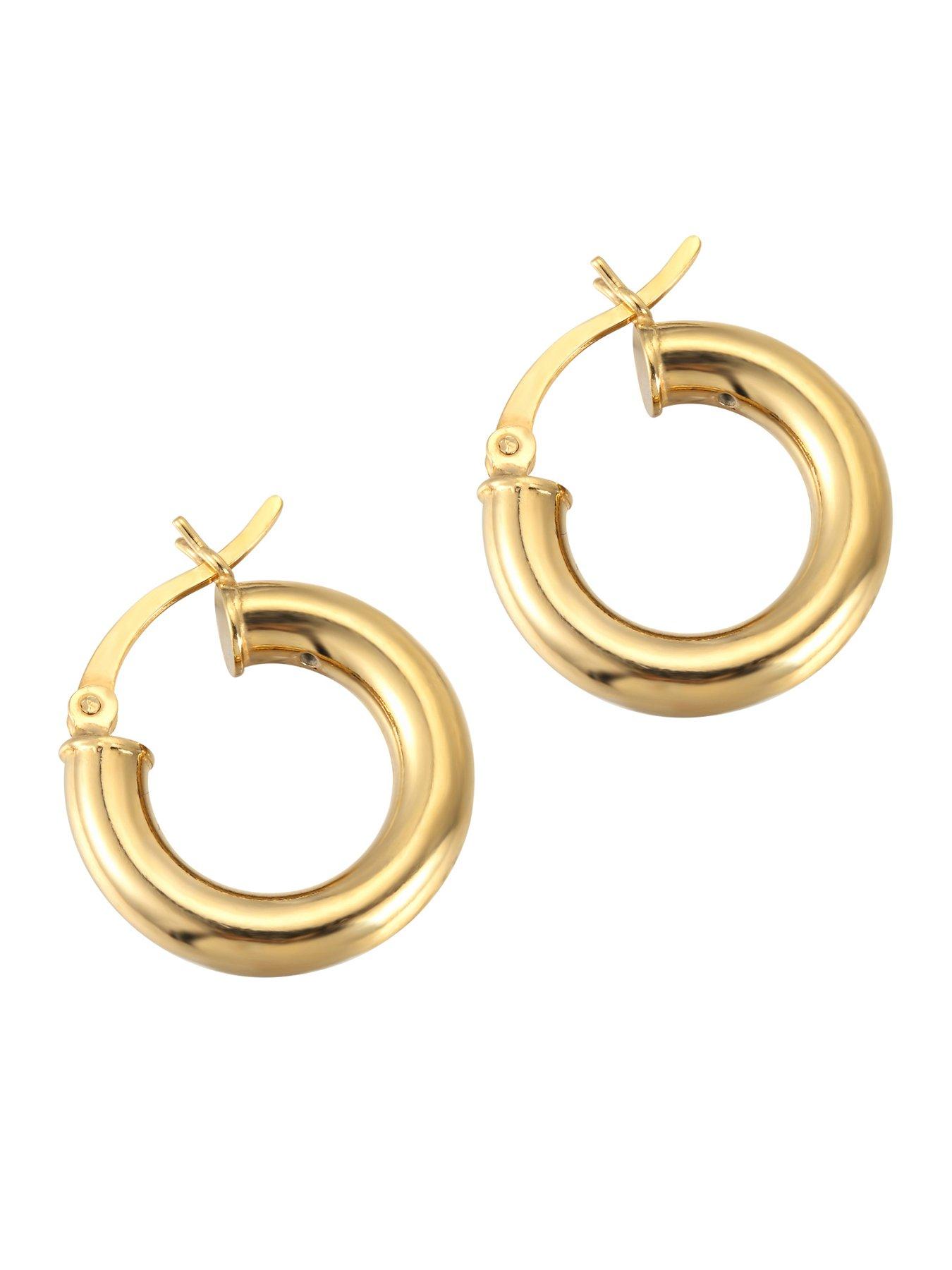 Image 3 of 5 of Seol + Gold 18ct Gold Plated Sterling Silver Thick 18mm Creole Hoop Earrings