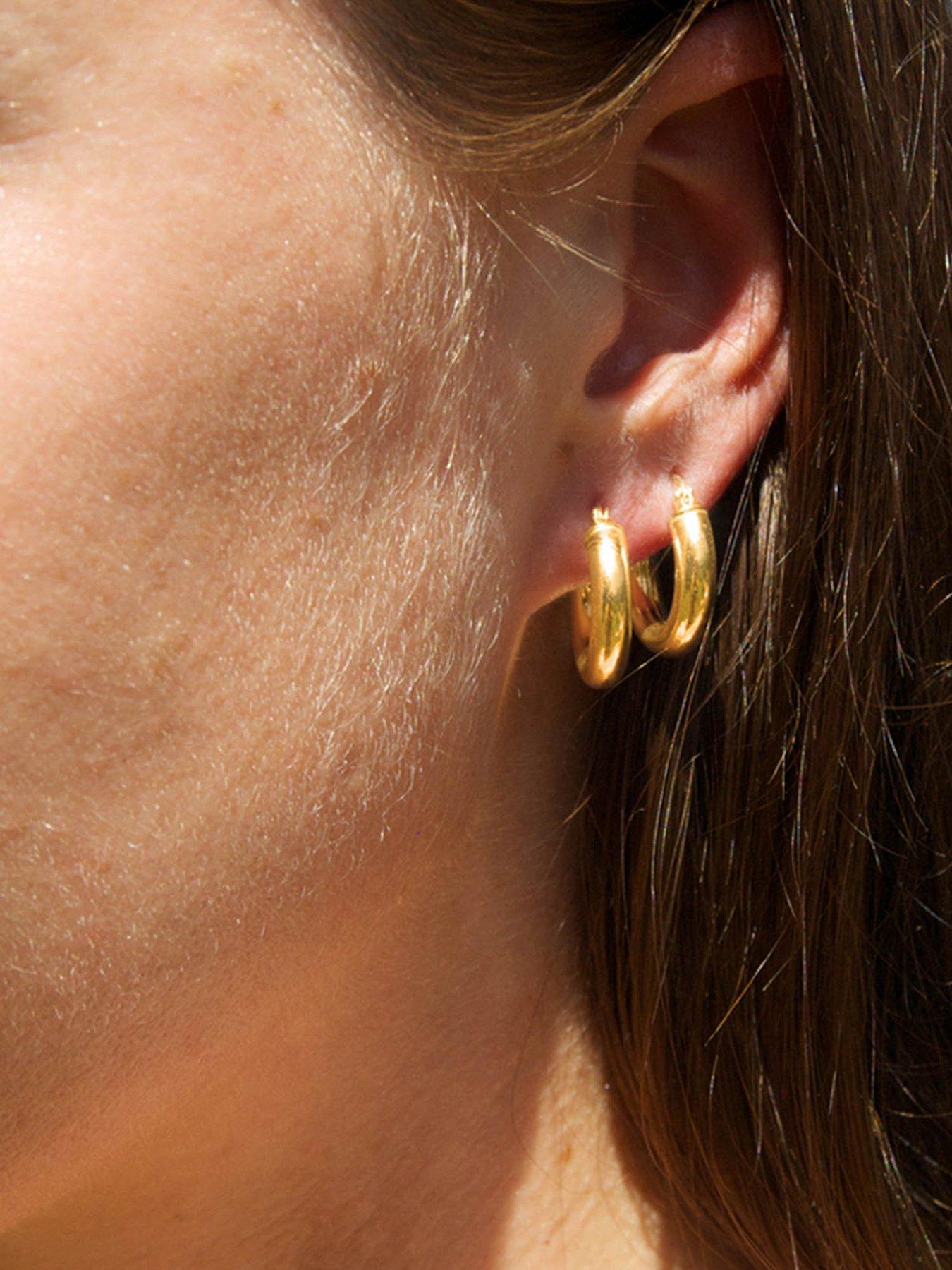 Image 4 of 5 of Seol + Gold 18ct Gold Plated Sterling Silver Thick 18mm Creole Hoop Earrings