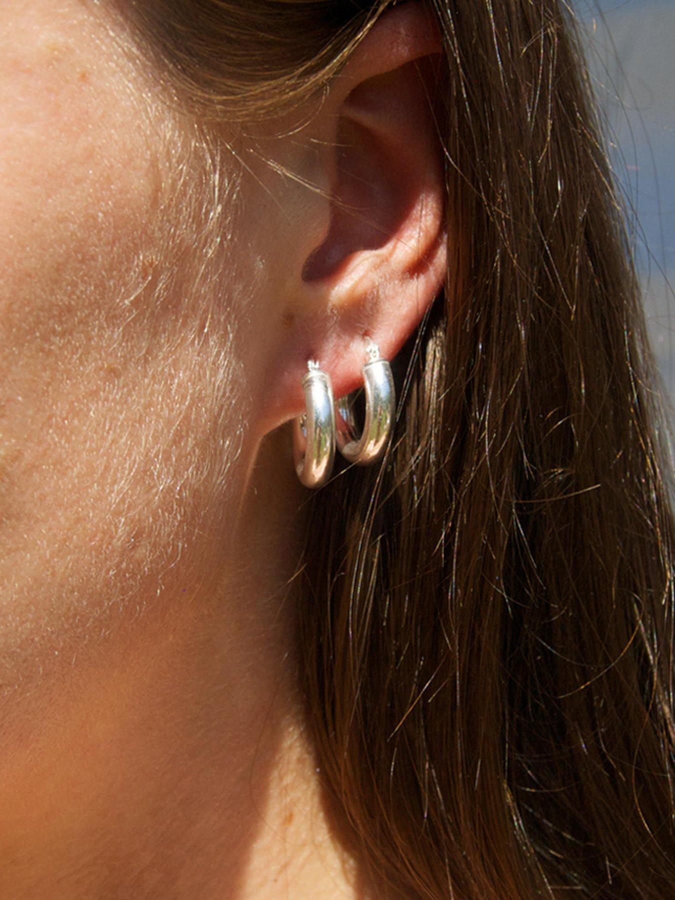 Image 2 of 4 of Seol + Gold Sterling Silver Thick 18mm Creole Hoop Earrings