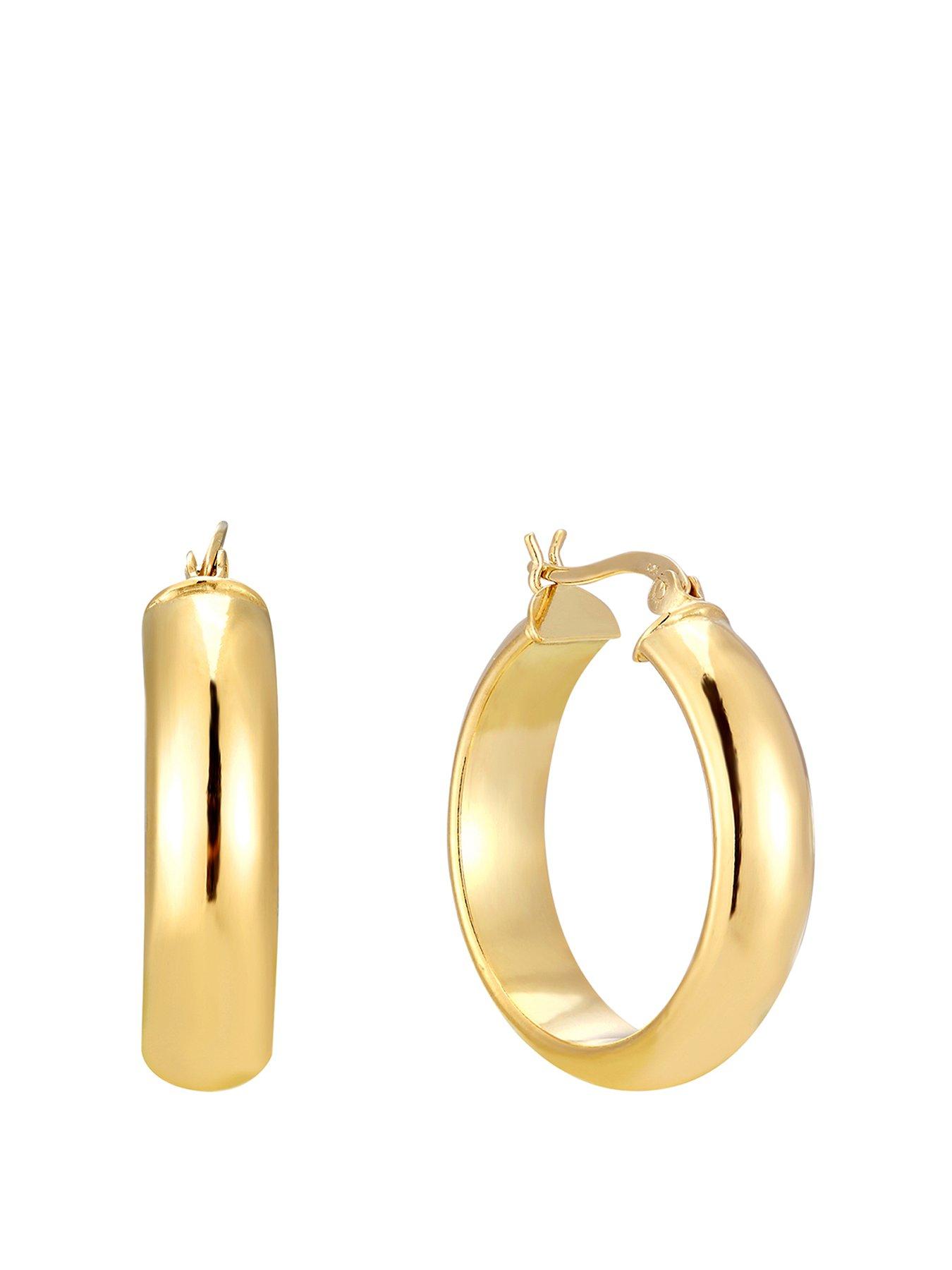 Seol + Gold 18ct Gold Plated Sterling Silver Large Thick Rounded Creole Hoop Earrings