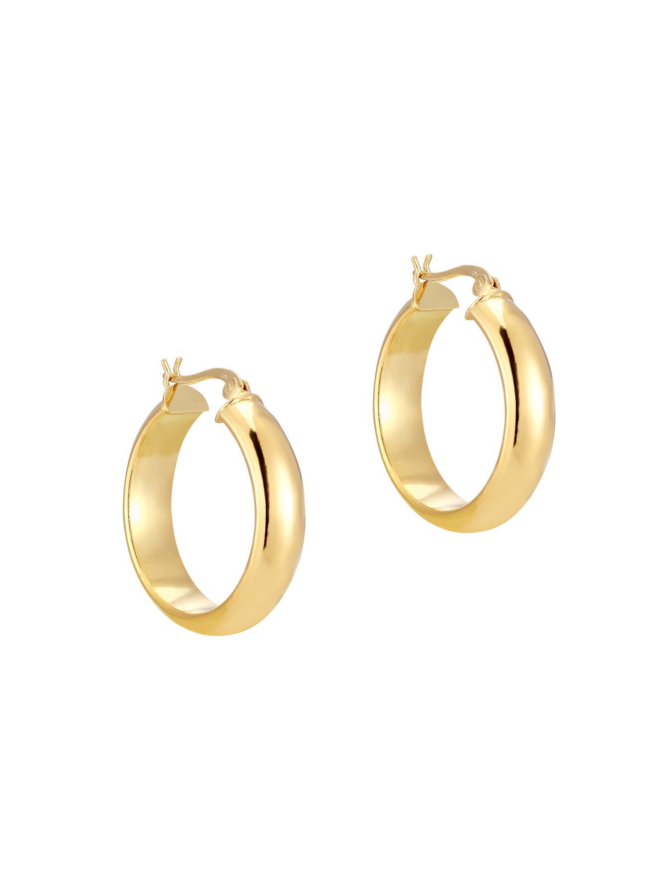 Image 3 of 5 of Seol + Gold 18ct Gold Plated Sterling Silver Large Thick Rounded Creole Hoop Earrings