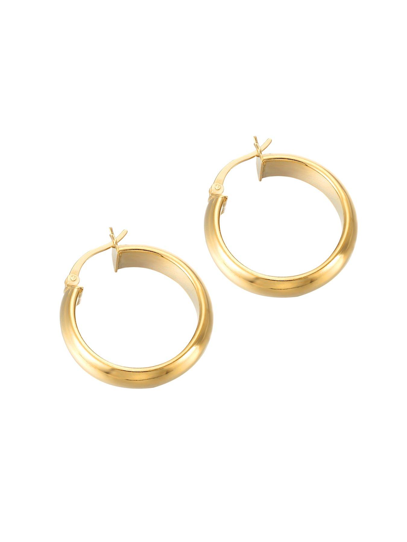 Image 4 of 5 of Seol + Gold 18ct Gold Plated Sterling Silver Large Thick Rounded Creole Hoop Earrings