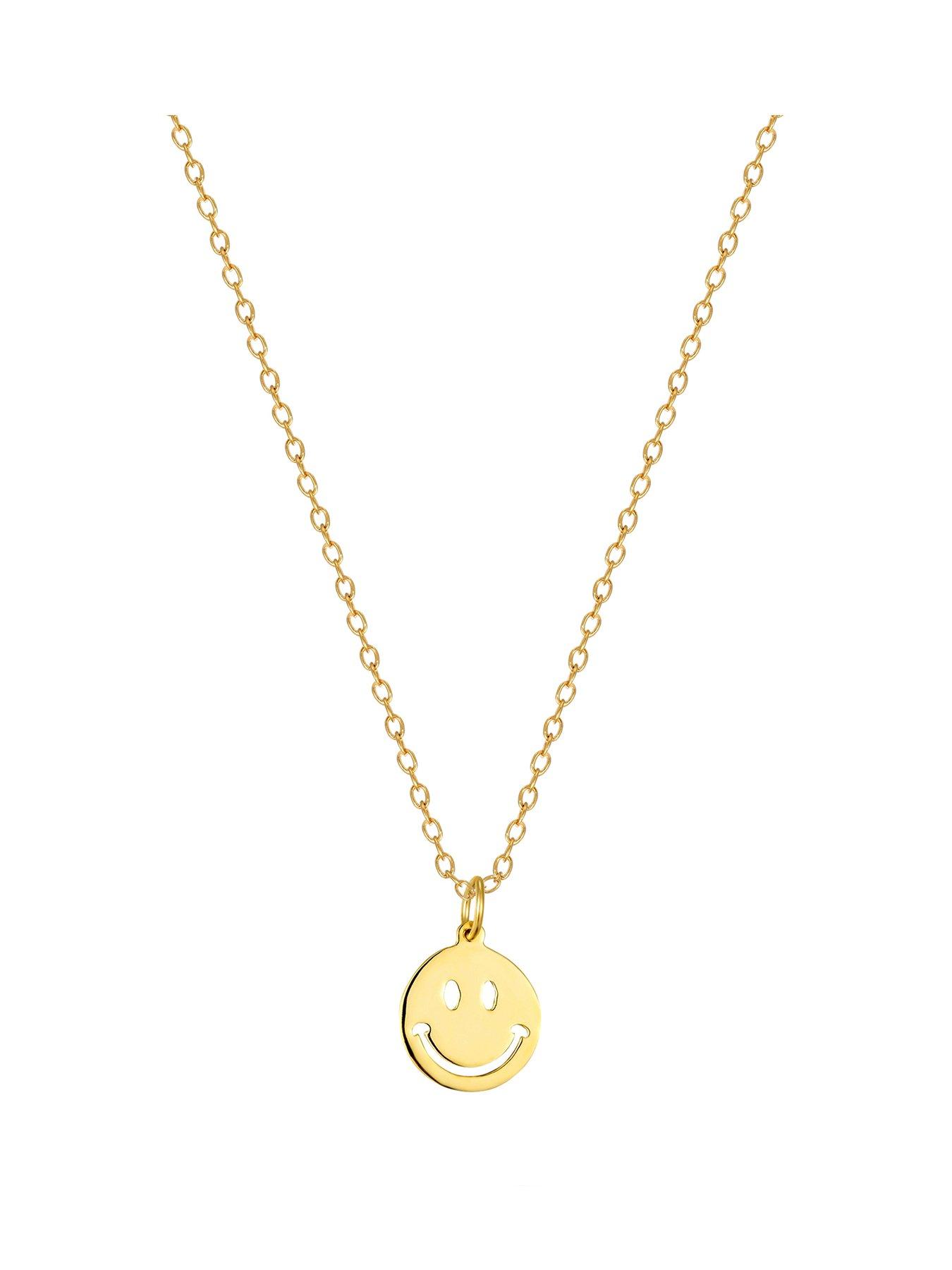 Image 1 of 6 of Seol + Gold 18ct Gold Plated Sterling Silver Smiley Face Adjustable Necklace