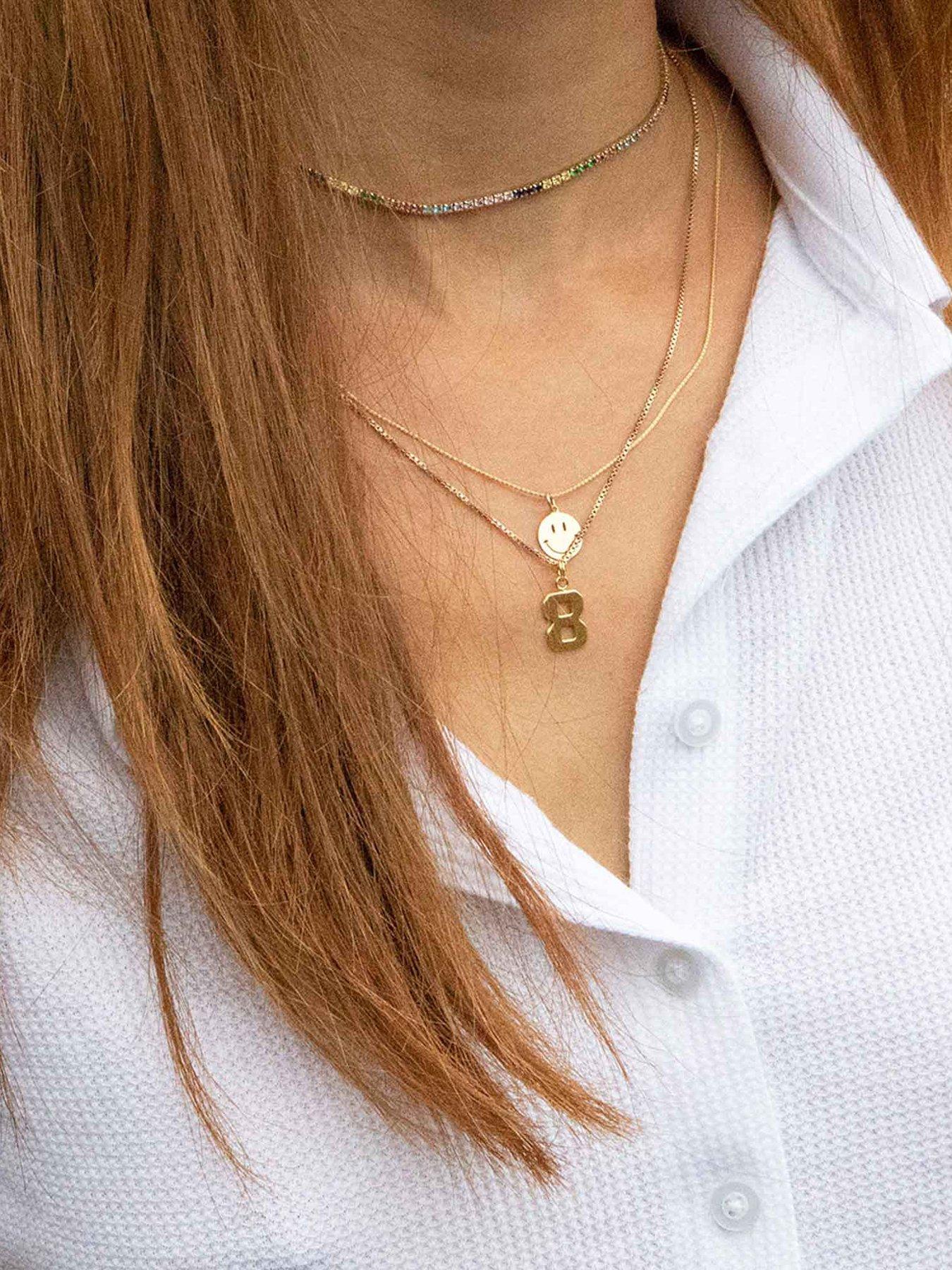 Image 2 of 6 of Seol + Gold 18ct Gold Plated Sterling Silver Smiley Face Adjustable Necklace