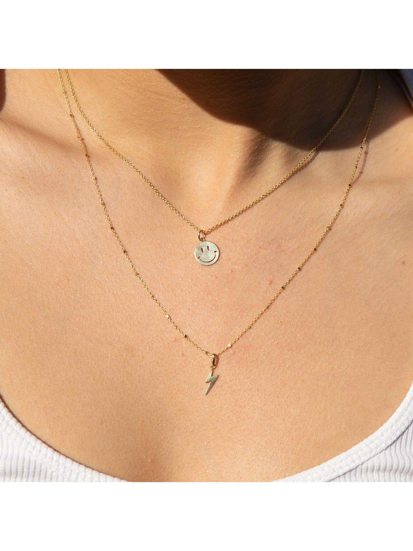 Image 5 of 6 of Seol + Gold 18ct Gold Plated Sterling Silver Smiley Face Adjustable Necklace