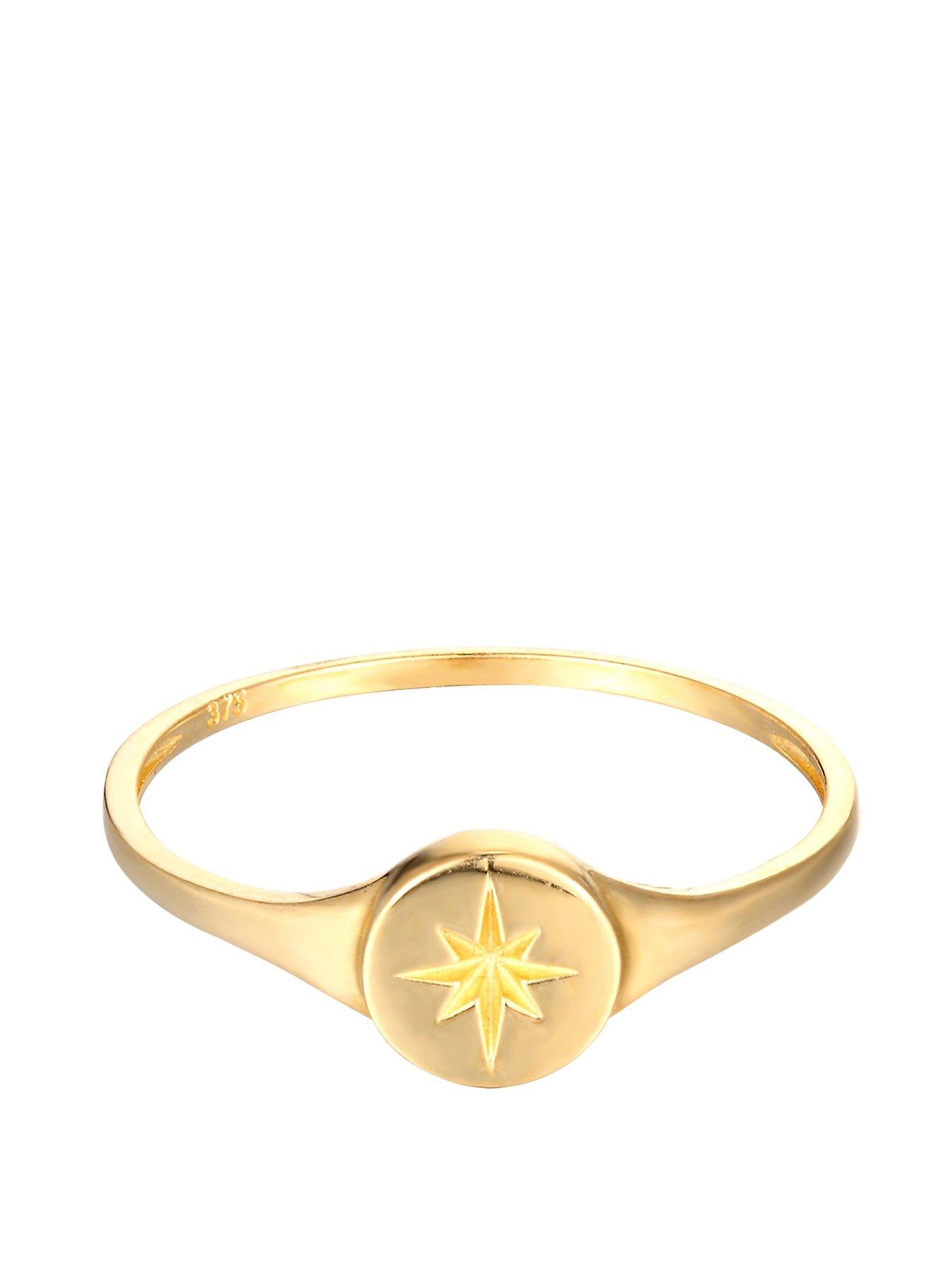 Seol + Gold 18ct Gold Plated Sterling Silver Compass Star Signet Ring