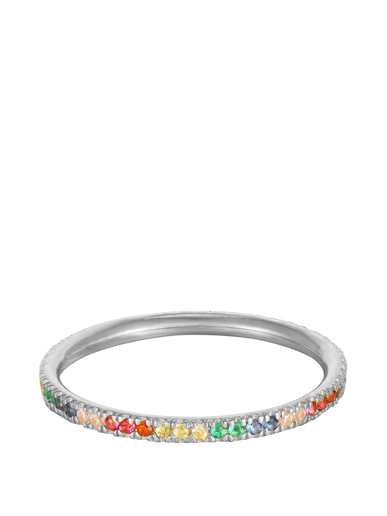 undefined Sterling Silver Rainbow Cubic Zirconia Eternity Ring