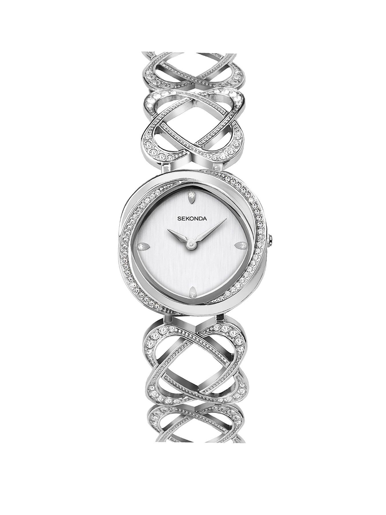 Sekonda Womens Hidden Hearts Silver Bracelet with Silver Dial Analogue Watch
