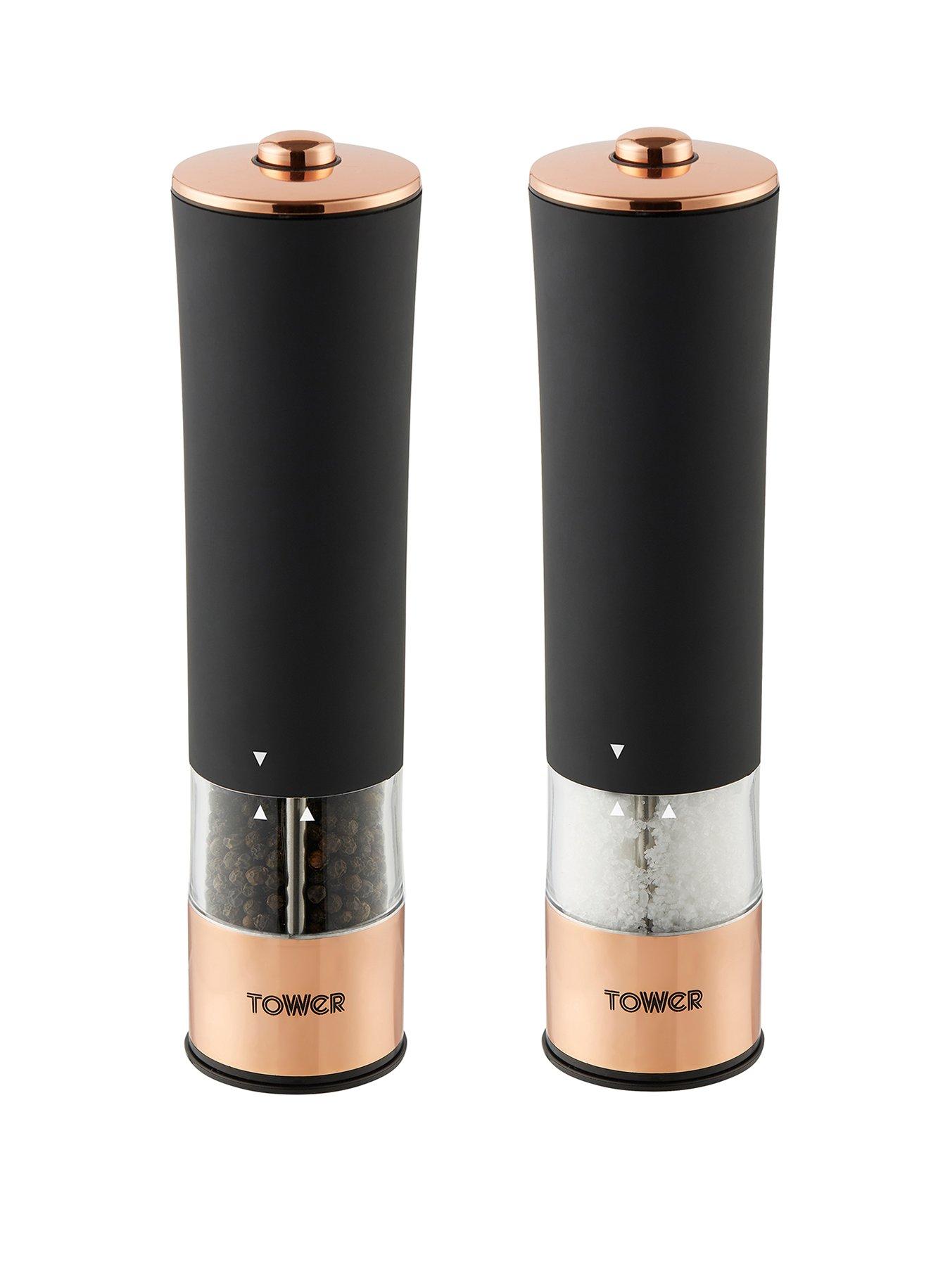 undefined Rose Gold Electric Salt And Pepper Mill Black