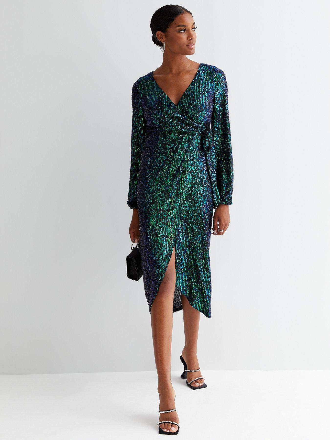 Midi wrap dress green sale