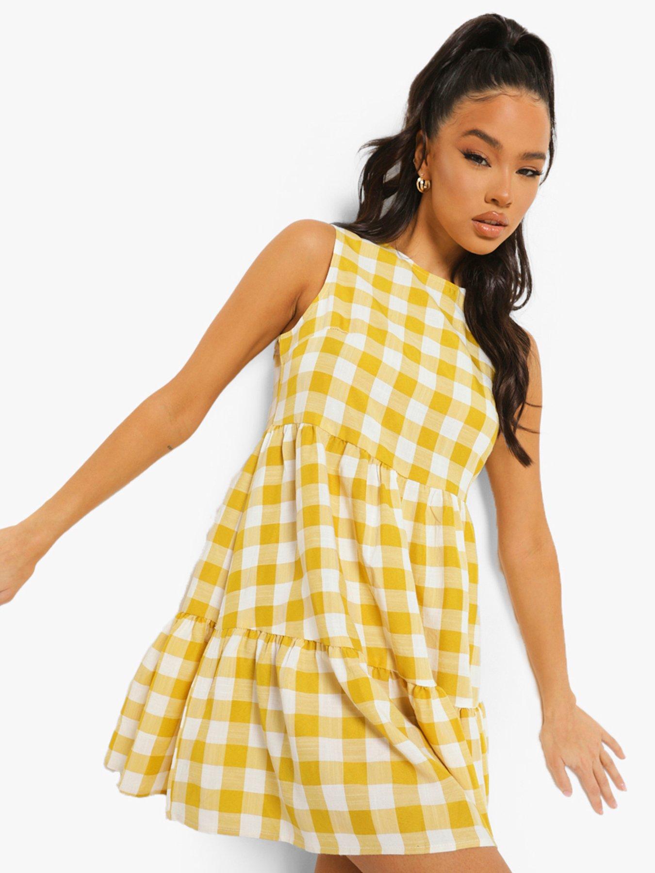 sleeveless tiered smock dress