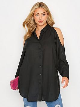 yours-yours-long-sleeve-cold-shoulder-shirt-black