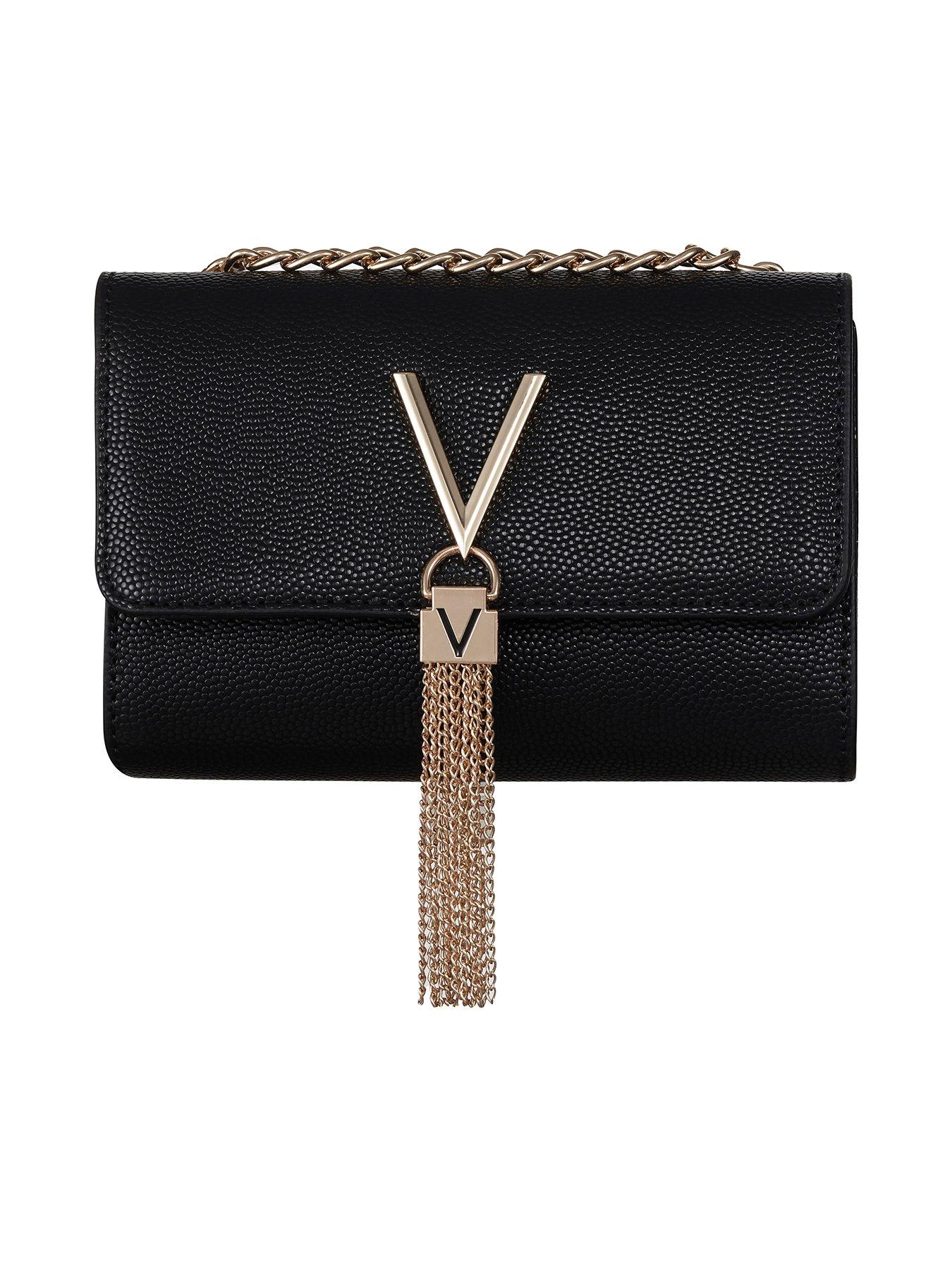 Valentino Bags Divina foldover tassel detail cross body bag in black