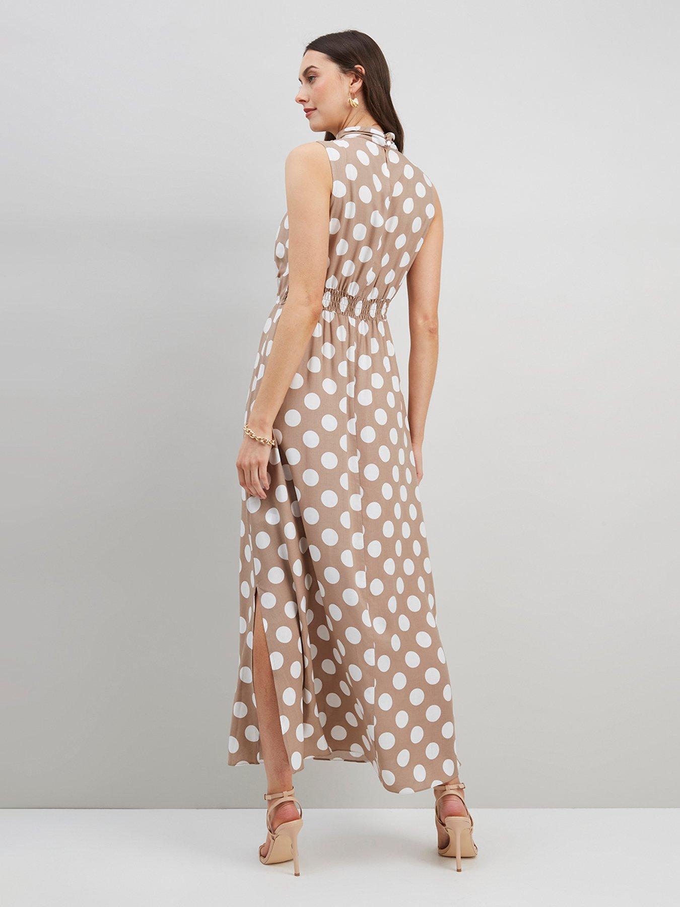 Wallis taupe on sale polka dot dress