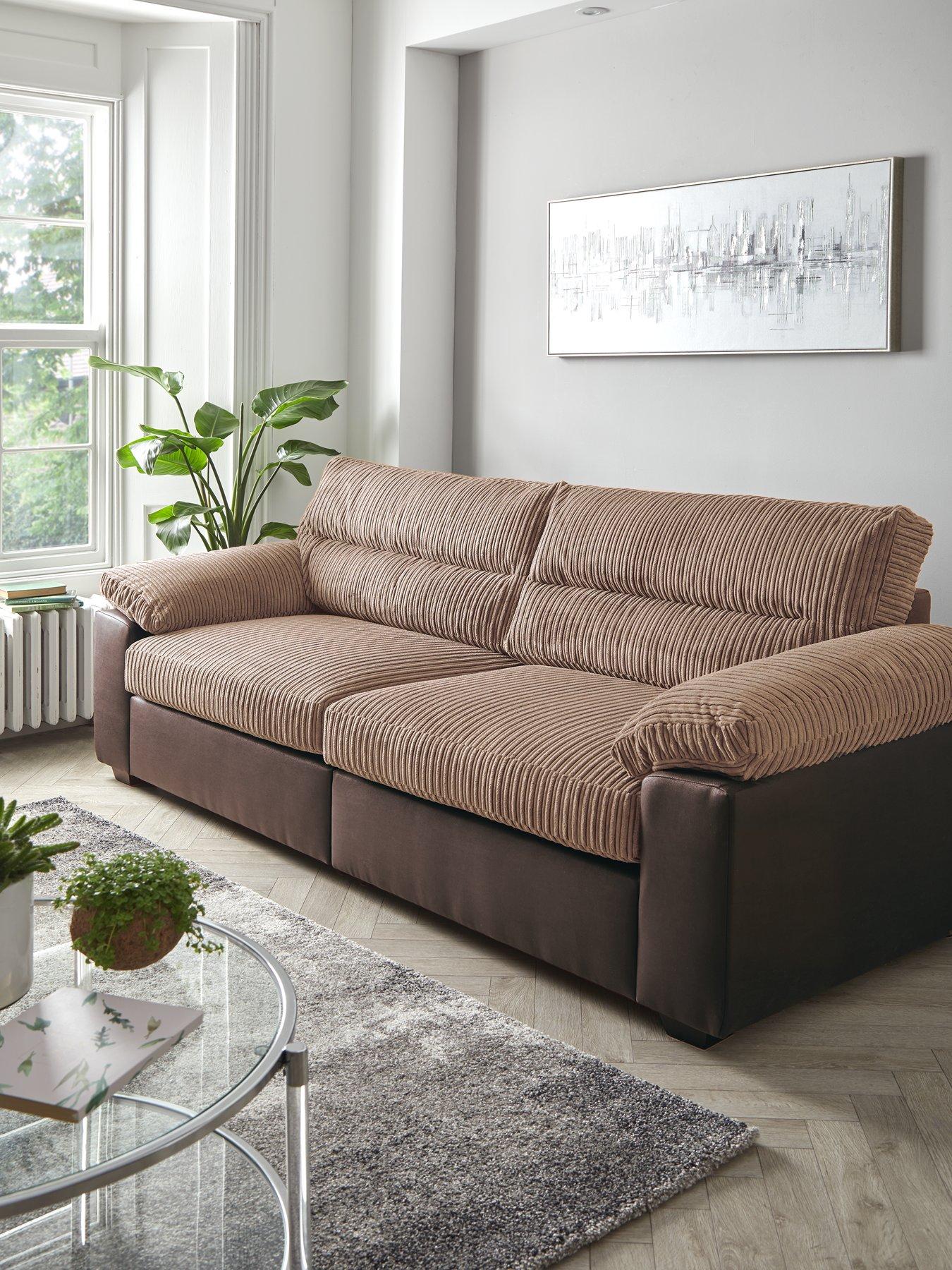 very-home-armstrong-4-seater-sofa-brownfront