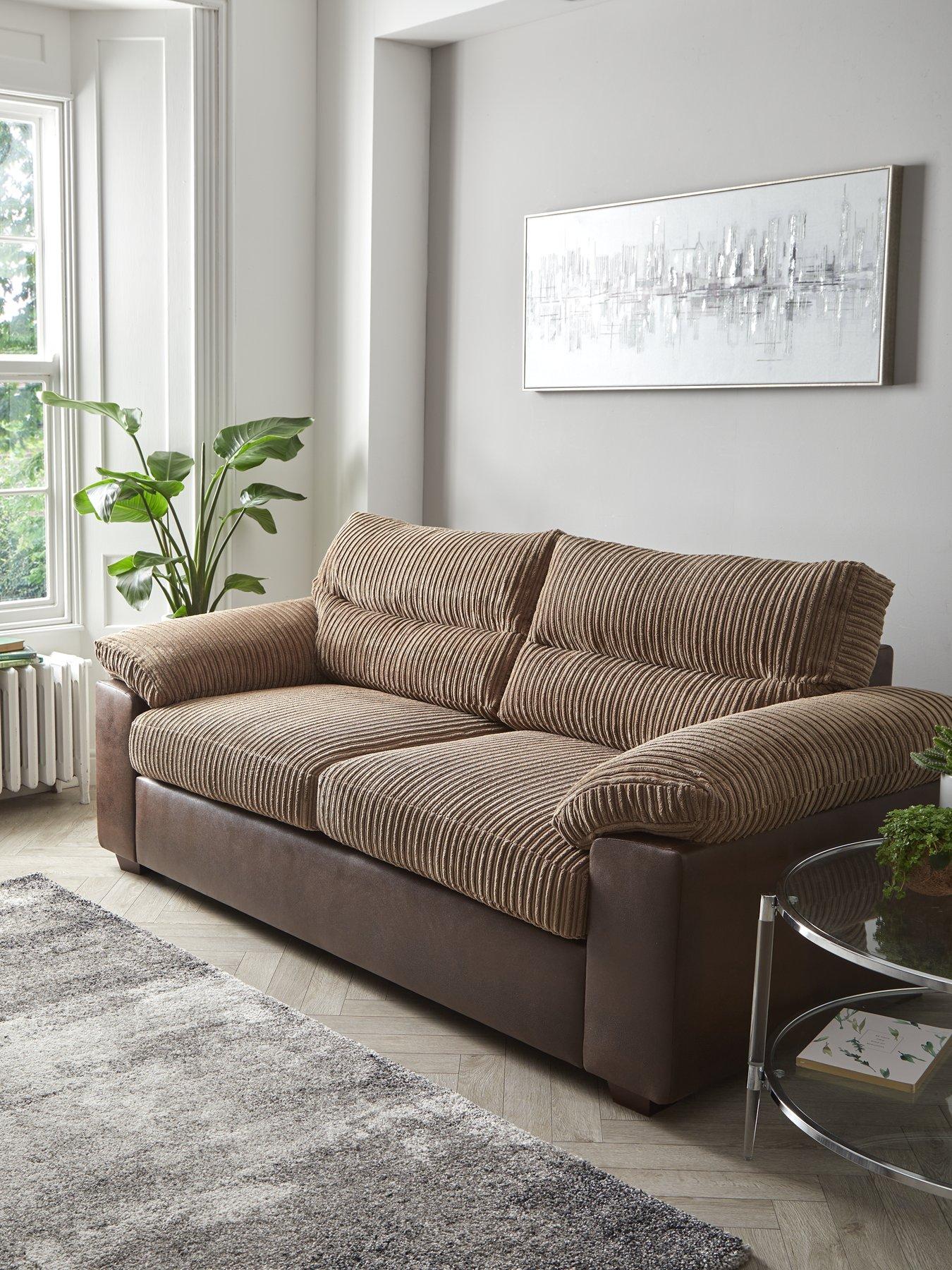 very-home-armstrong-3-seater-sofa-brownfront