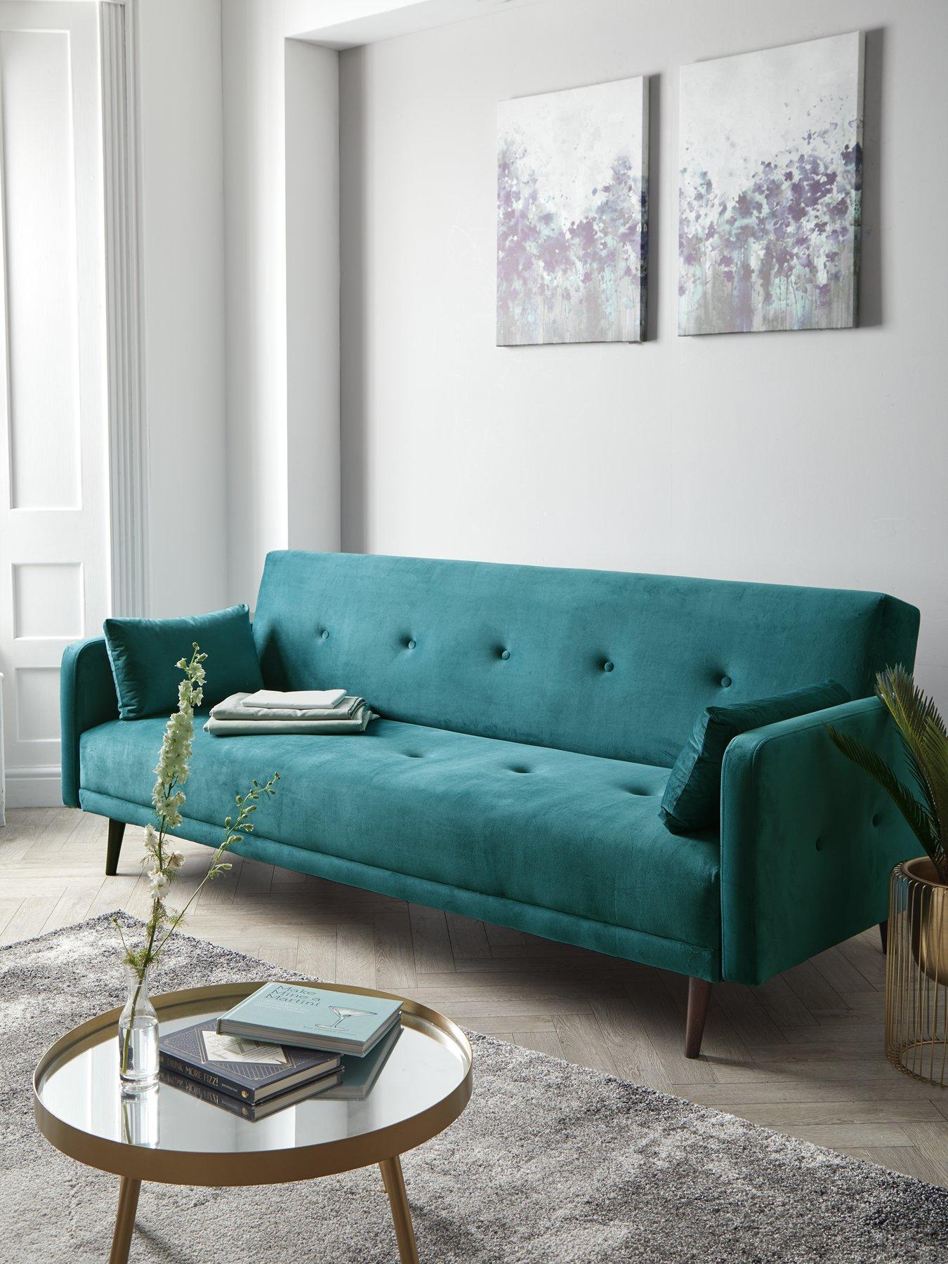 Image 1 of 6 of The Very Collection Cadiz Velvet Sofa Bed - Teal&nbsp;- FSC&reg; Certified