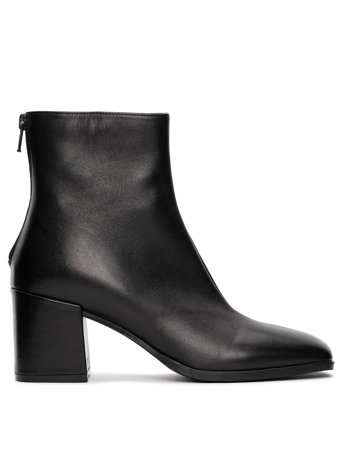 Seren Zip Block Heel Ankle Boots Black