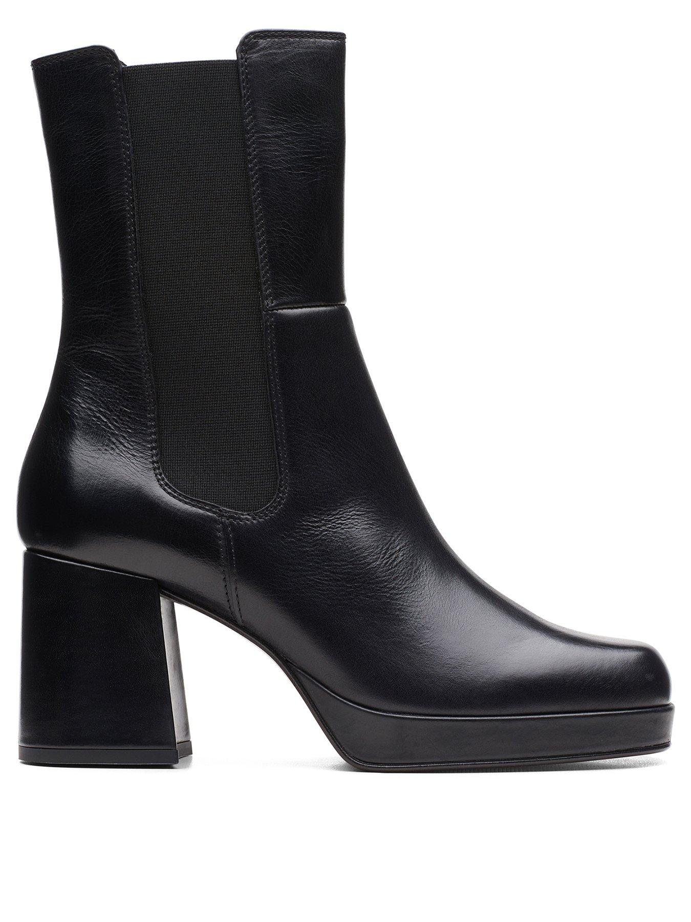 Clarks block shop heel boots