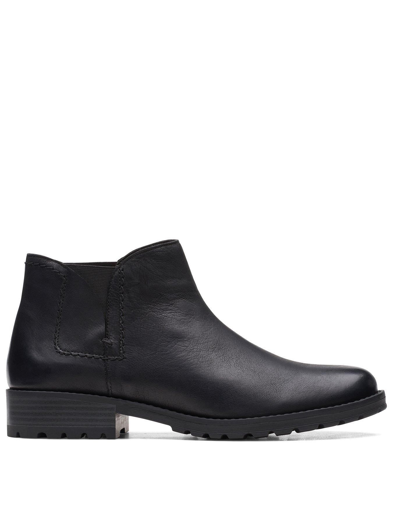 Clarks wide fit black cheap ankle boots