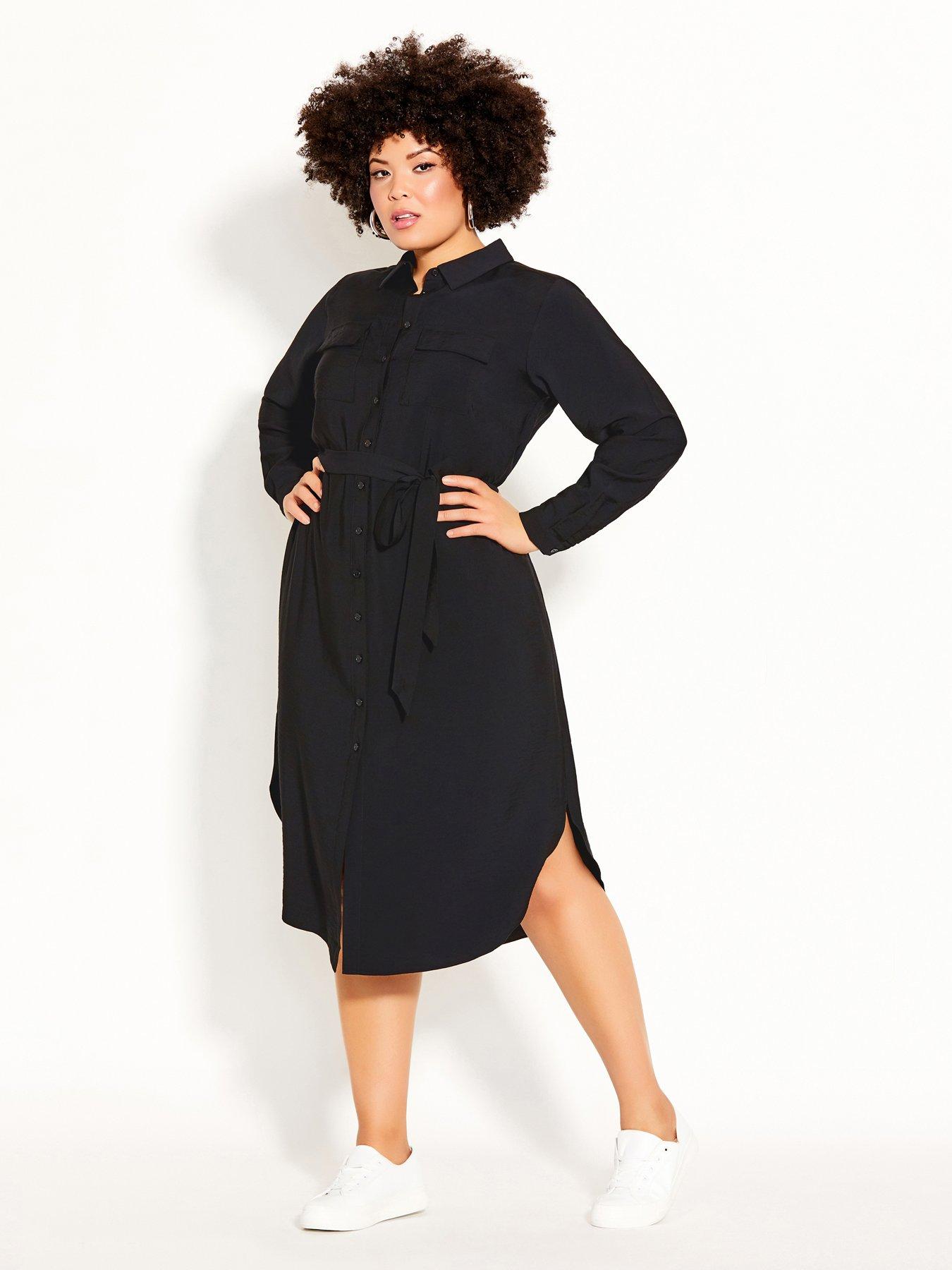 Image 1 of 3 of City Chic Belted Love Dress - Black