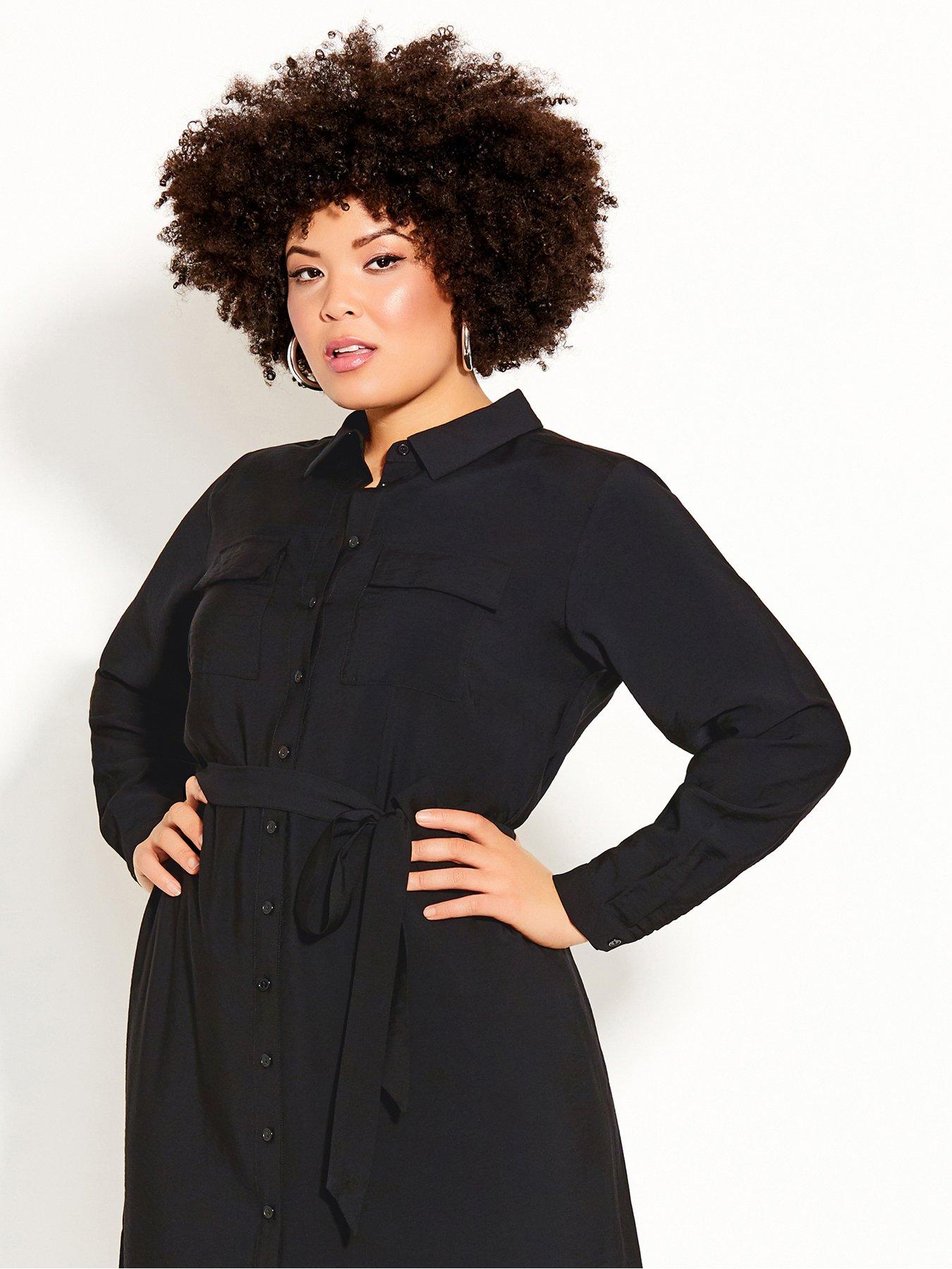 Image 3 of 3 of City Chic Belted Love Dress - Black