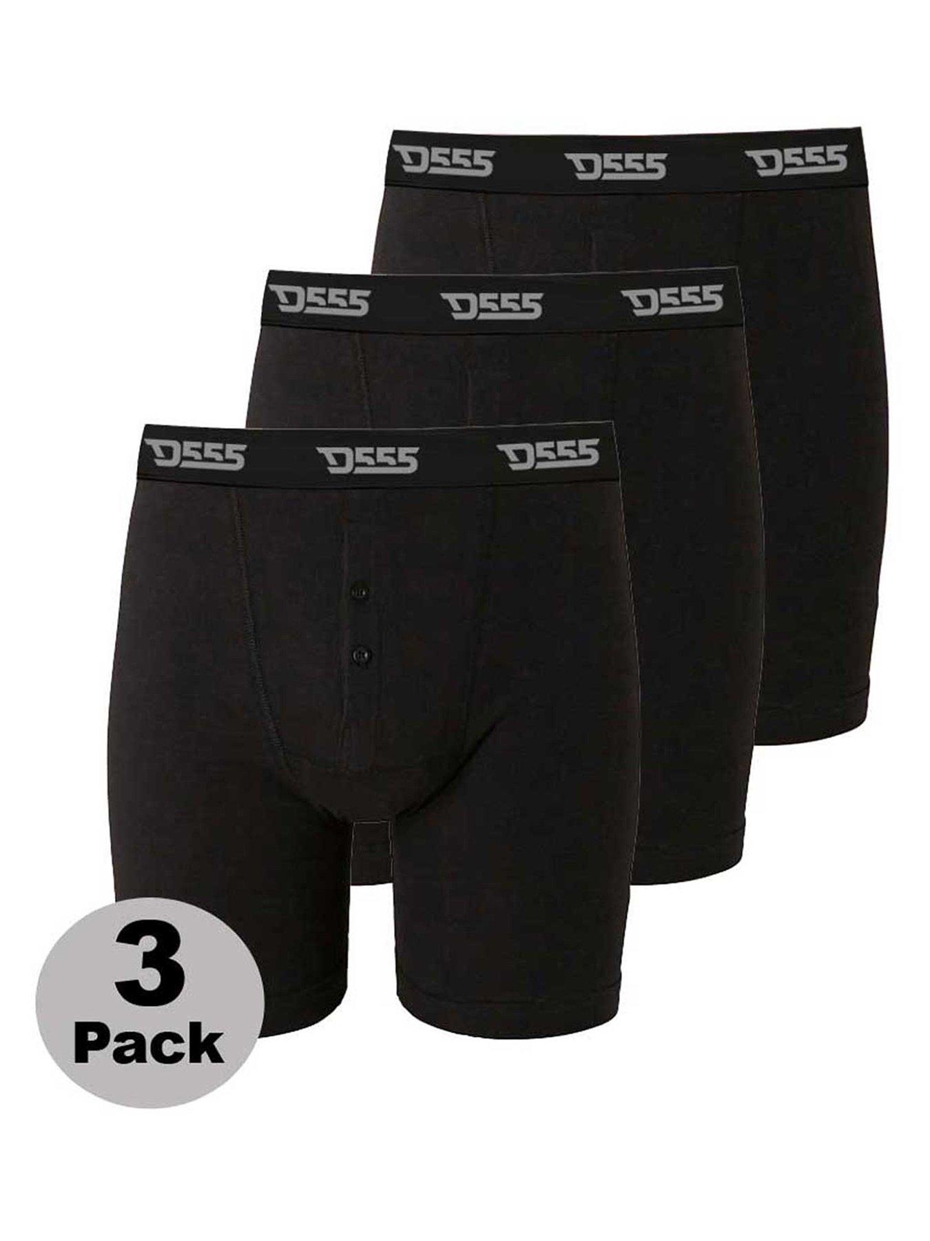Image of D555 Cotton Boxer Shorts (3 Pack) - Black