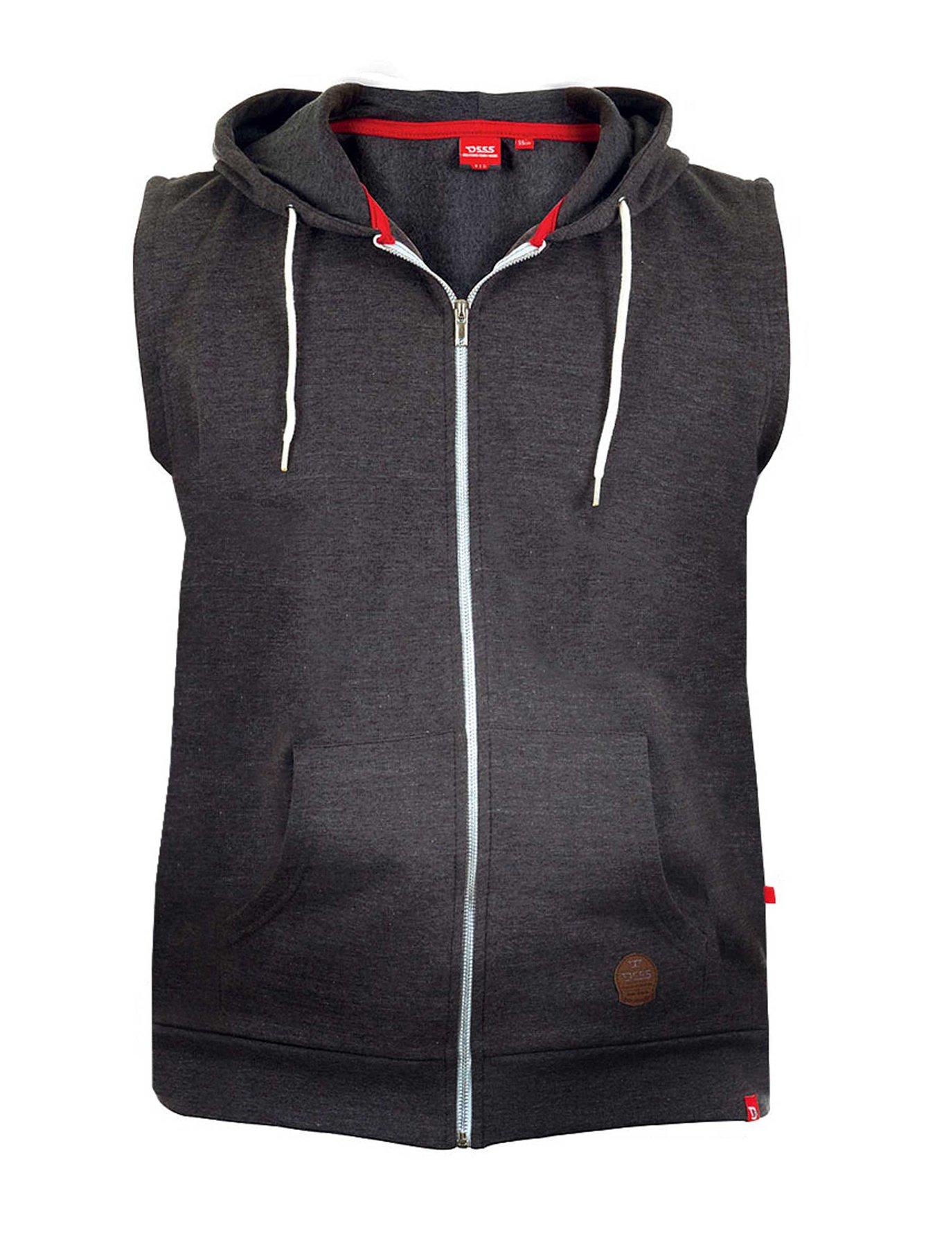 Image 1 of 1 of D555 Sleeveless Zip Through Hoodie - Charcoal Melange