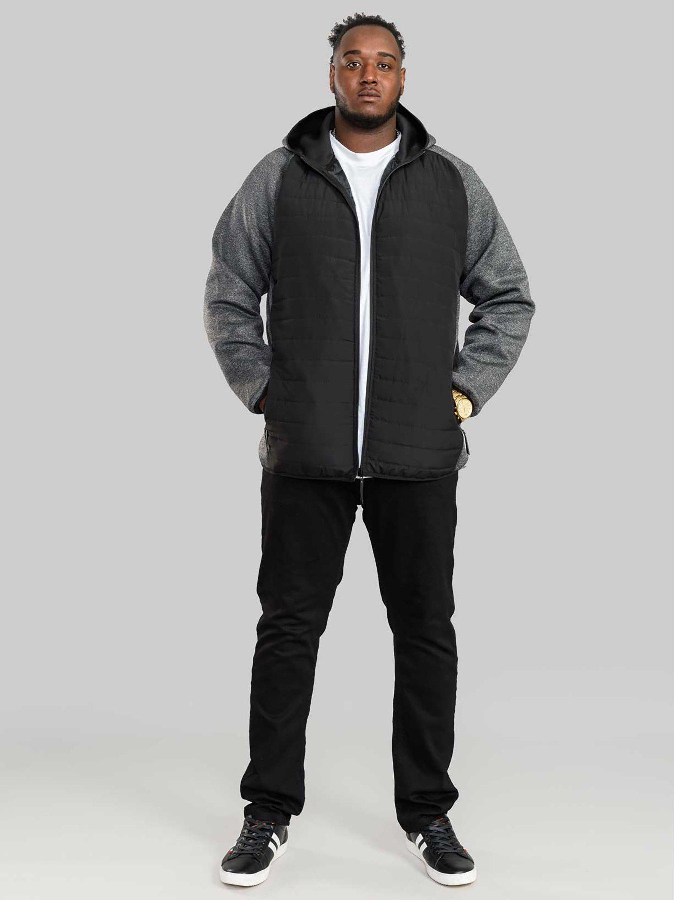 Image 3 of 5 of D555 Quilted Jacket Fleece Sleeves - Black/Grey