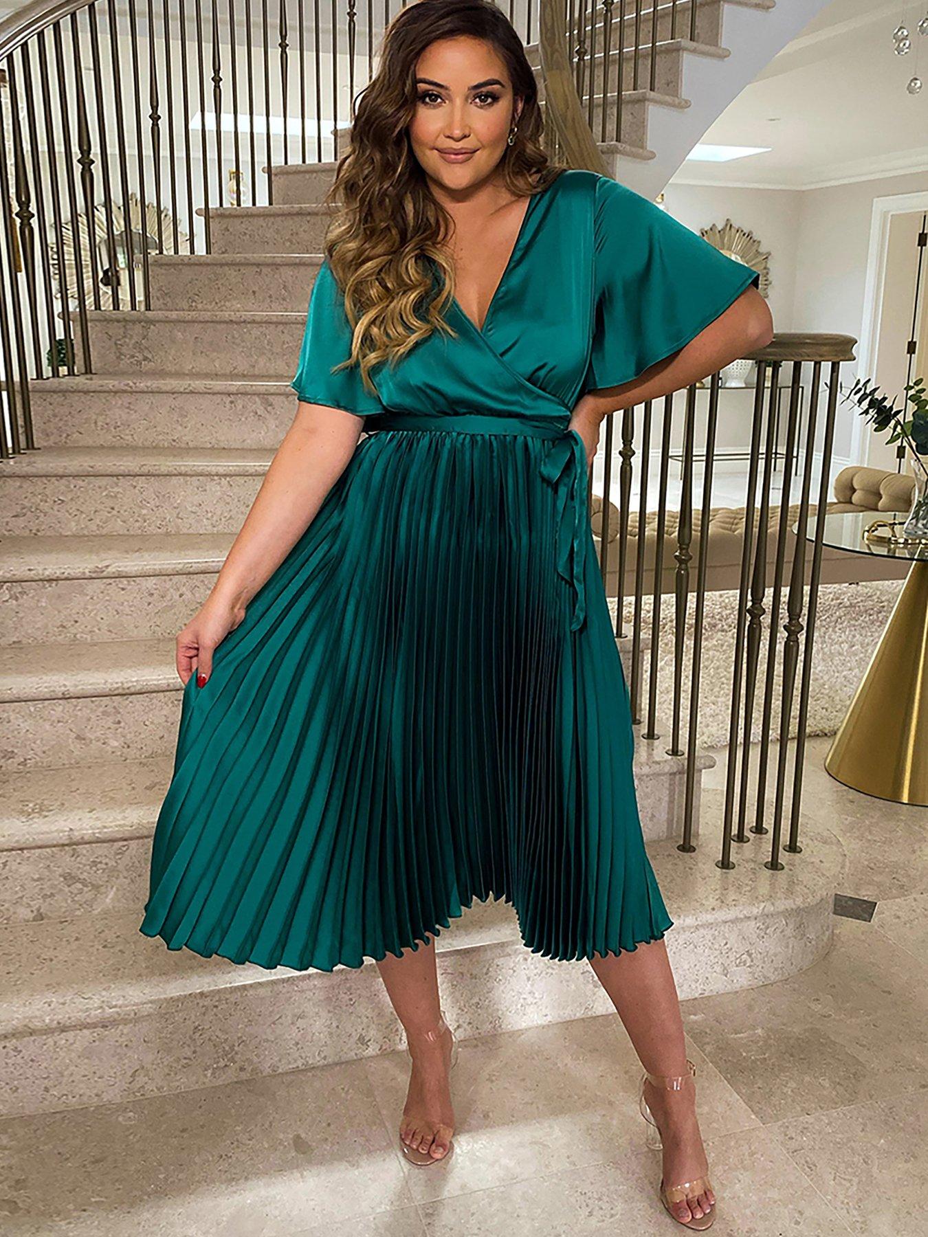 wrap midi dress green
