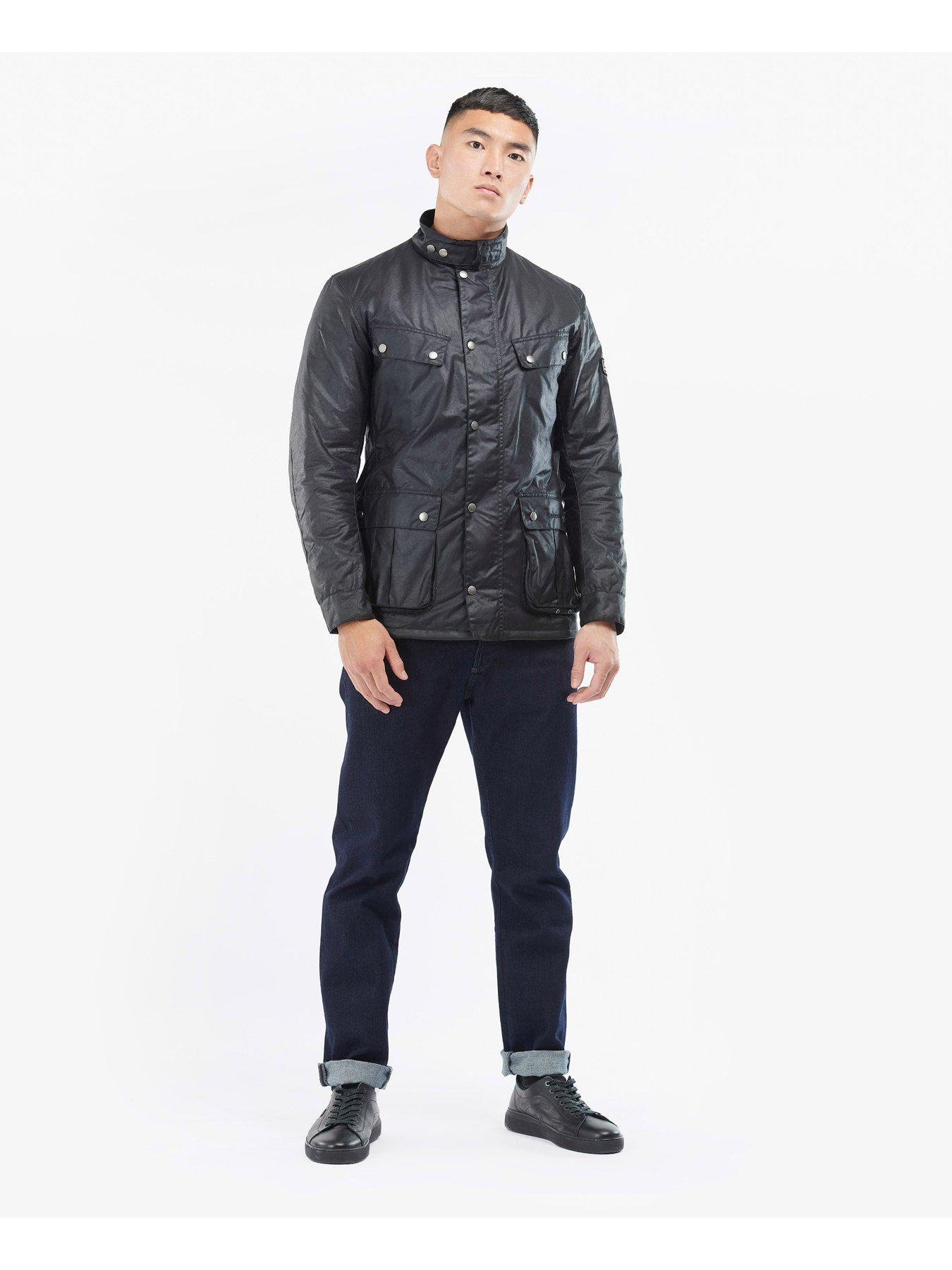 Barbour international duke slim fit wax jacket navy sale