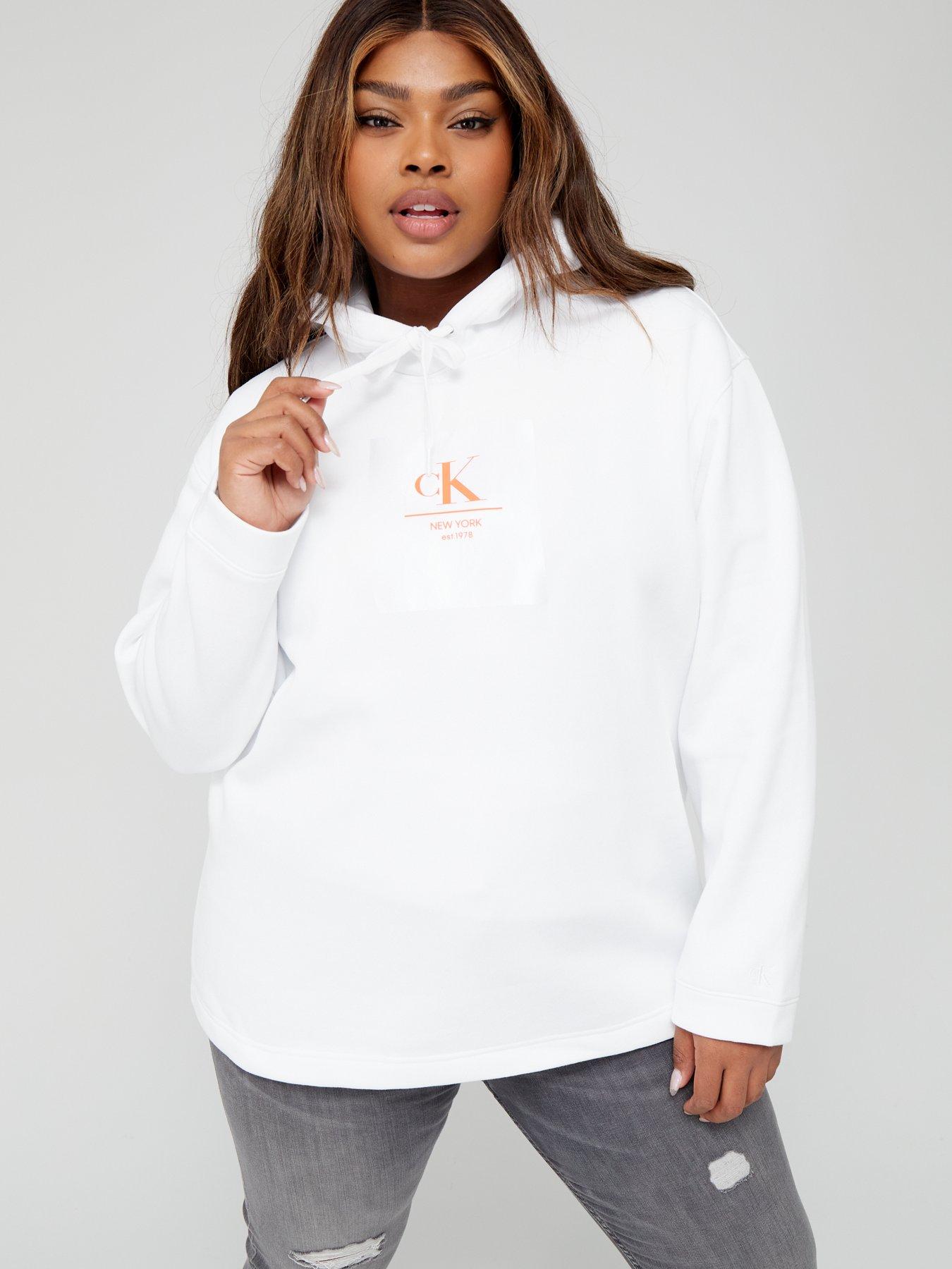 Calvin Klein Jeans Plus CK Label Oversized Hoodie - White | Very Ireland