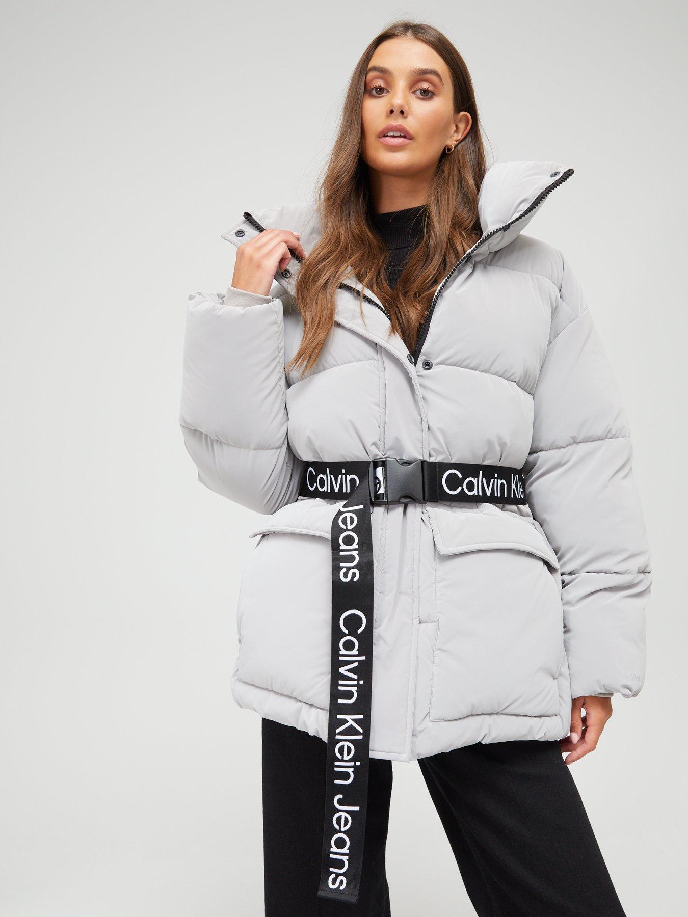 Calvin Klein Jeans Soft Touch Belted Padded Jacket Grey Very Ireland