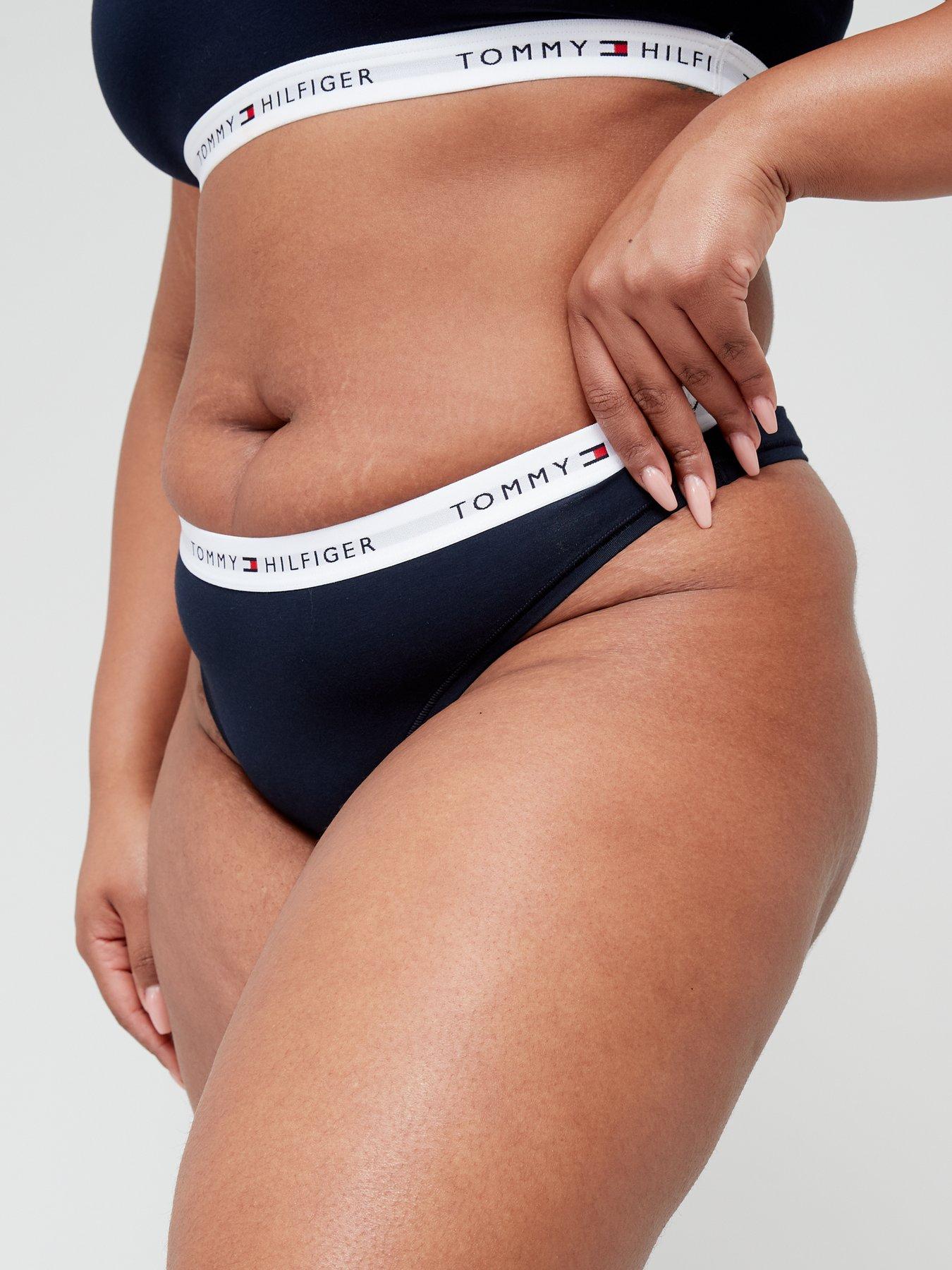 tommy-hilfiger-plus-size-logo-waistband-thong-navy