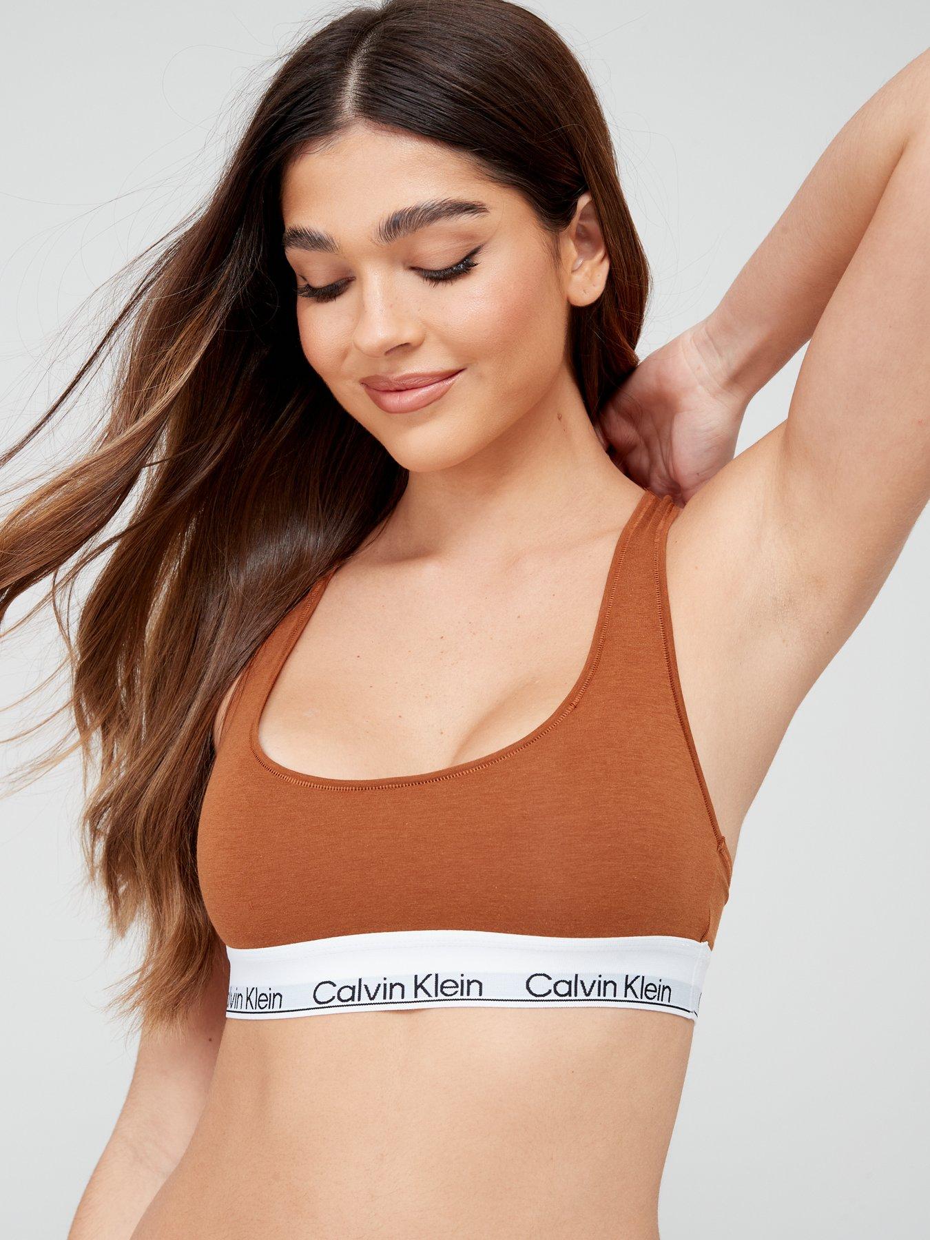 Calvin Klein Unlined Bralette Bra - Brown