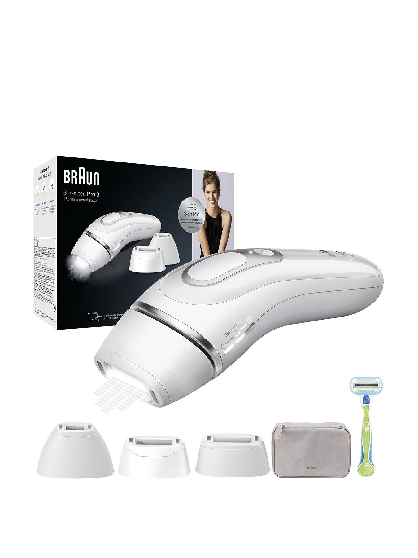 braun-silkmiddotexpert-pro-3-pl3233-womens-ipl-at-home-hair-removal-device-with-pouch-whitesilverfront