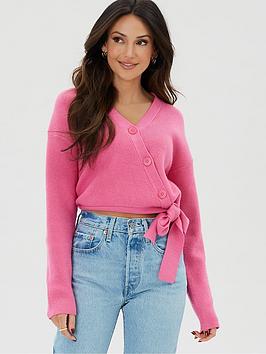 michelle-keegan-knitted-wrap-button-tie-side-cardigan-pink