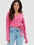 michelle-keegan-knitted-wrap-button-tie-side-cardigan-pinkfront