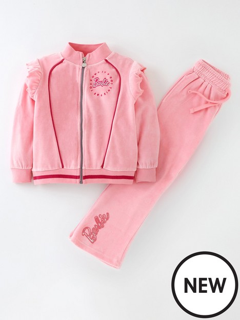barbie-two-piece-frill-velour-tracksuit-pink