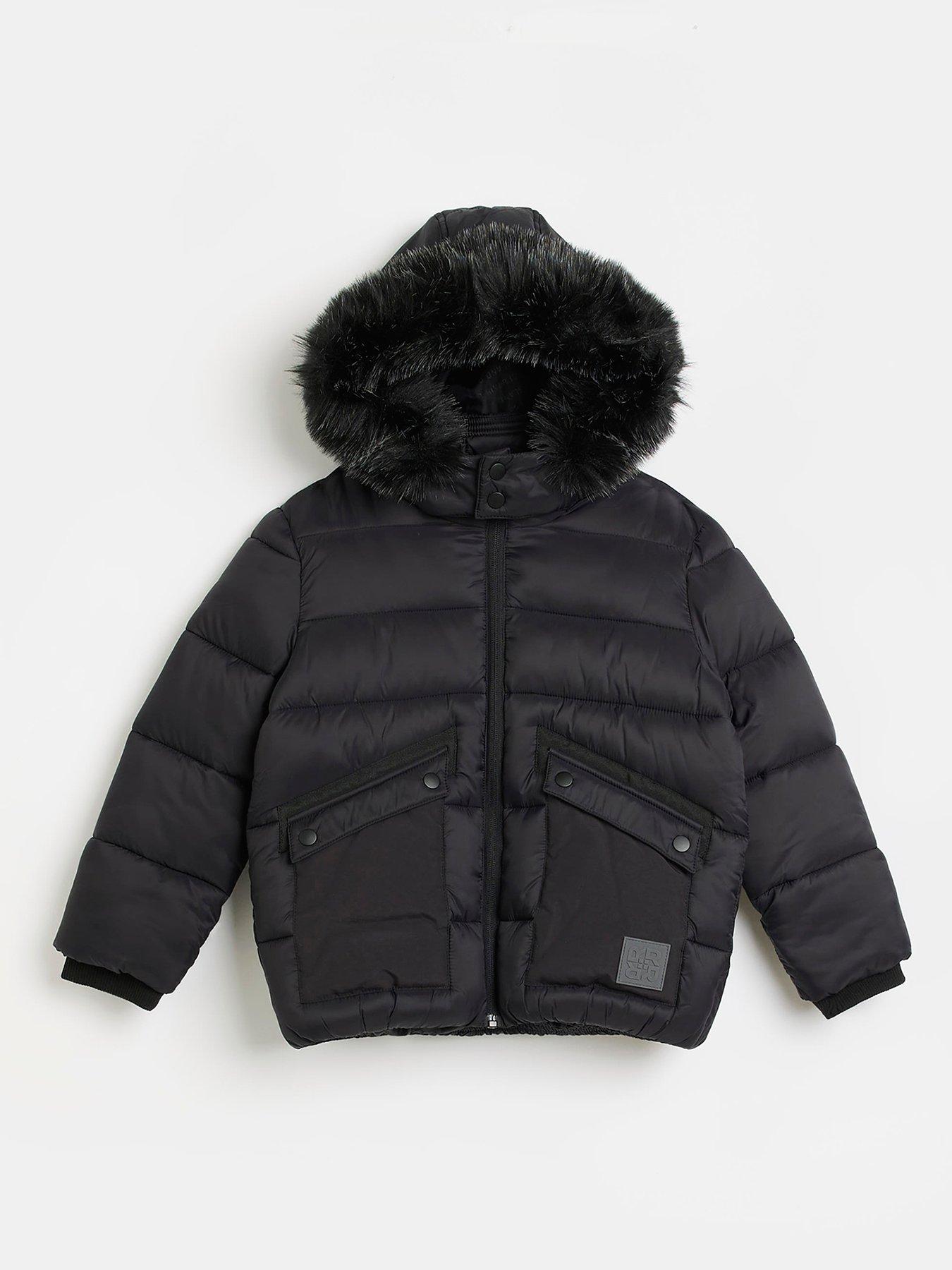 Boys Padded Hooded Coat Black