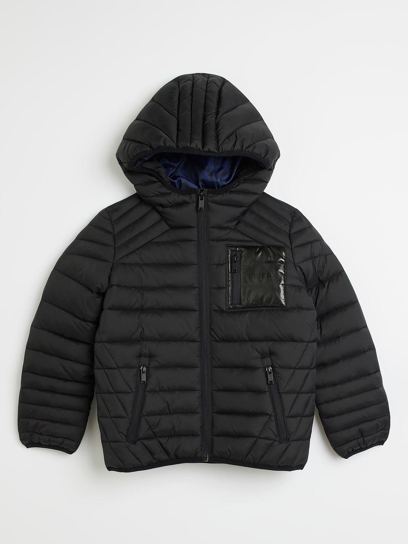 DKNY Boys' Puffer Sherpa Jacket - charcoal gray/black, 14 - 16 (Big Boys) 