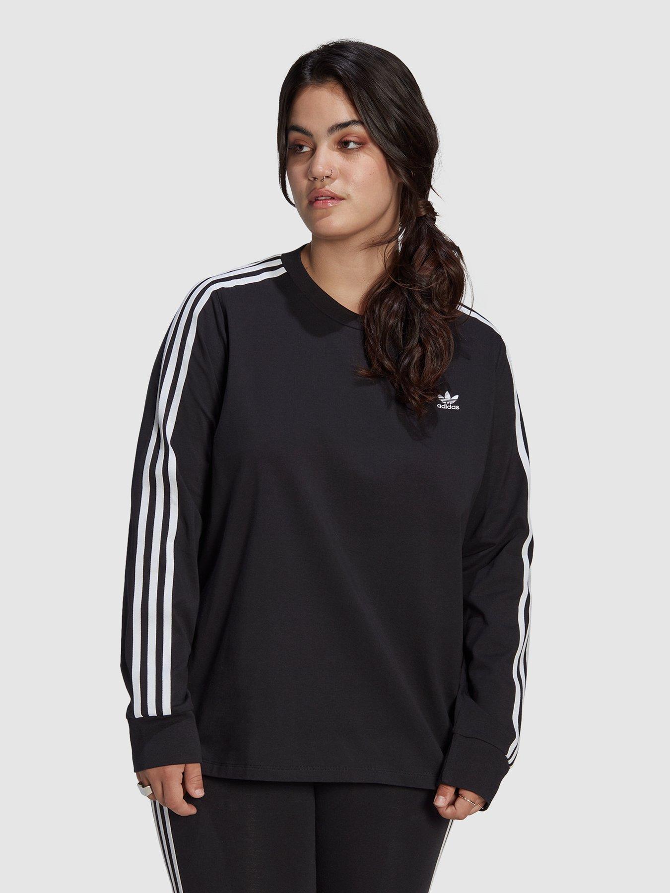 Womens adidas long cheap sleeve 3 stripe tee