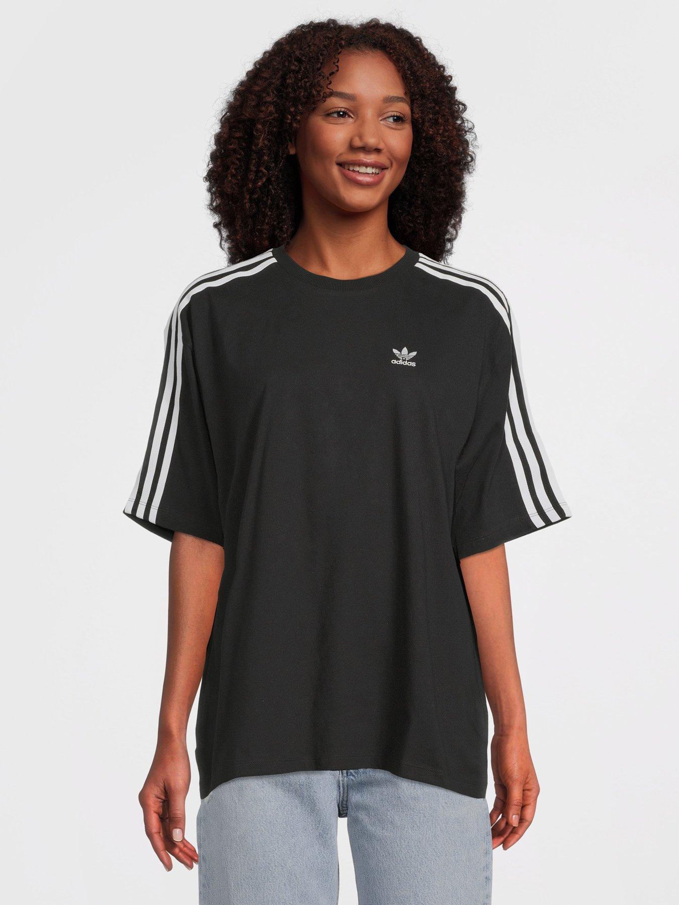 Permanent Aktuator vand blomsten adidas Originals Women's Originals Oversized 3 Stripe Tee - Black | Very  Ireland